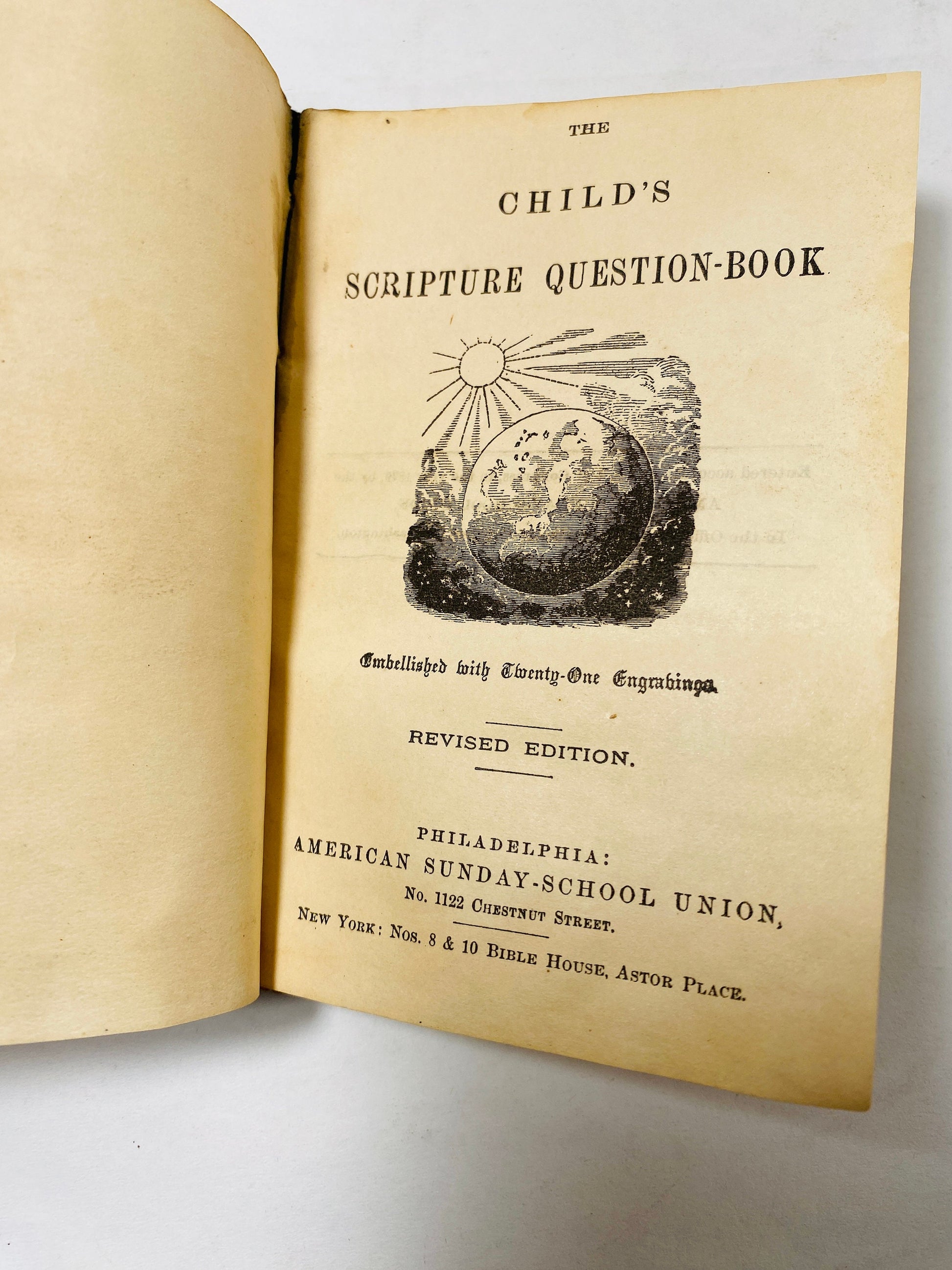 1879 Antique Sunday School book The Child's Scripture Question Book vintage miniature Philadelphia Sunday-School Union small Christian