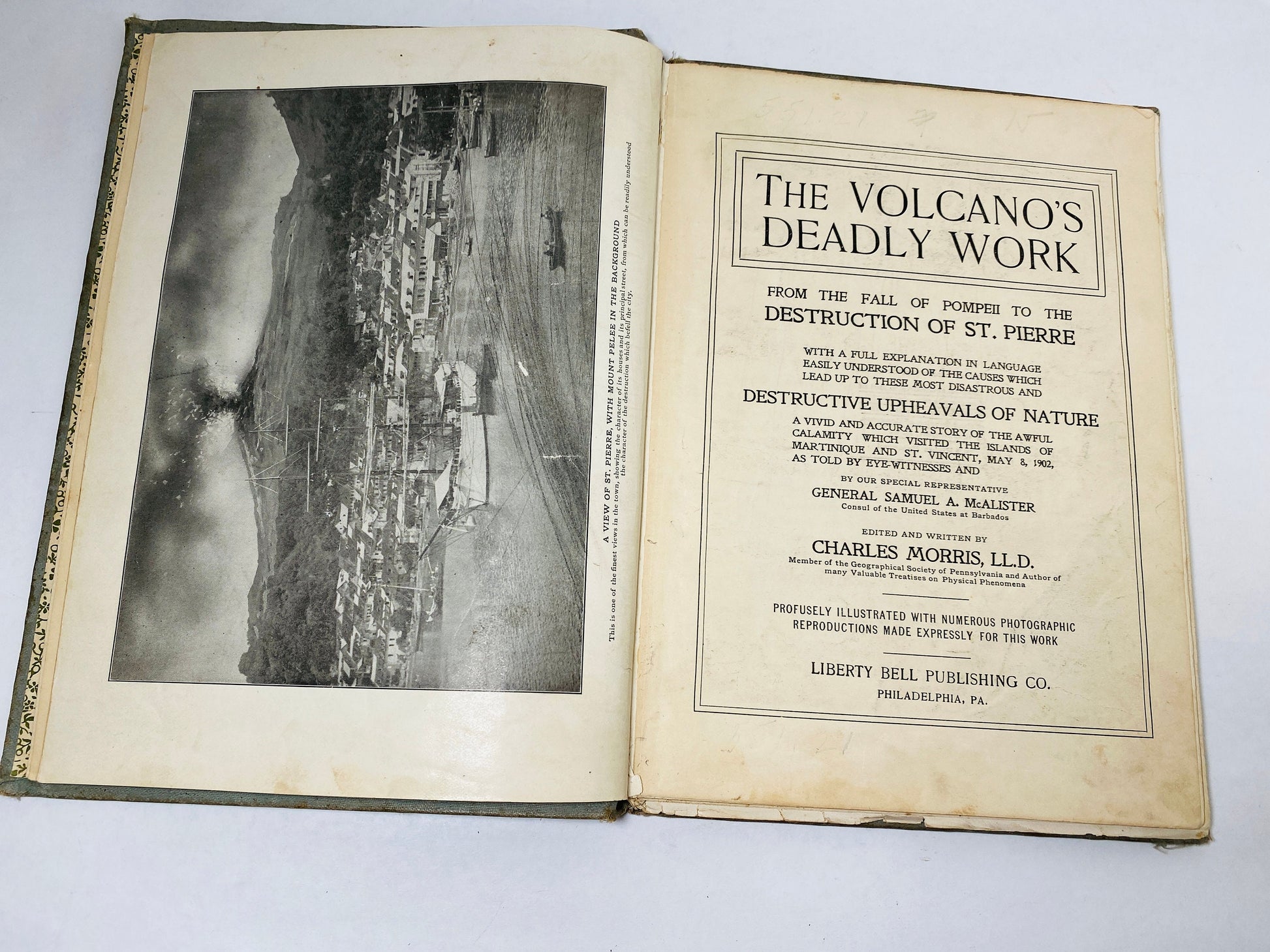 1902 Volcano's Deadly Work From the Fall of Popeii to the Destruction of St Pierre FIRST EDITION antique book Martinique and St. Vincent