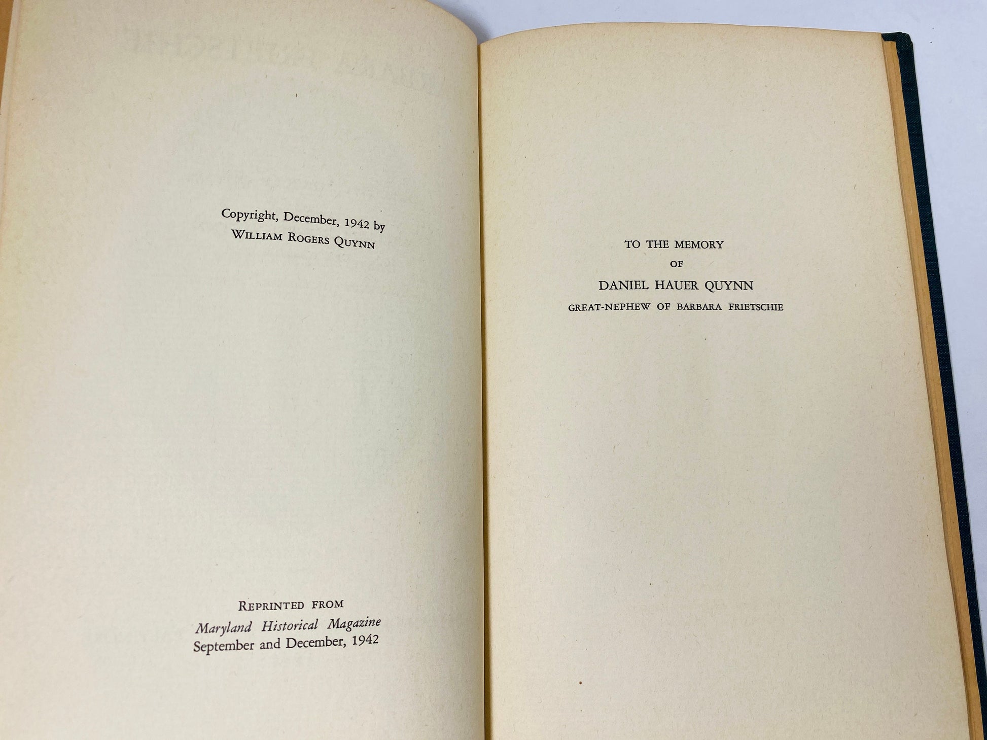 Barbara Frietschie vintage book by Quynn American Revolution collectible as Told By Participants circa 1942 Maryland Historical Society