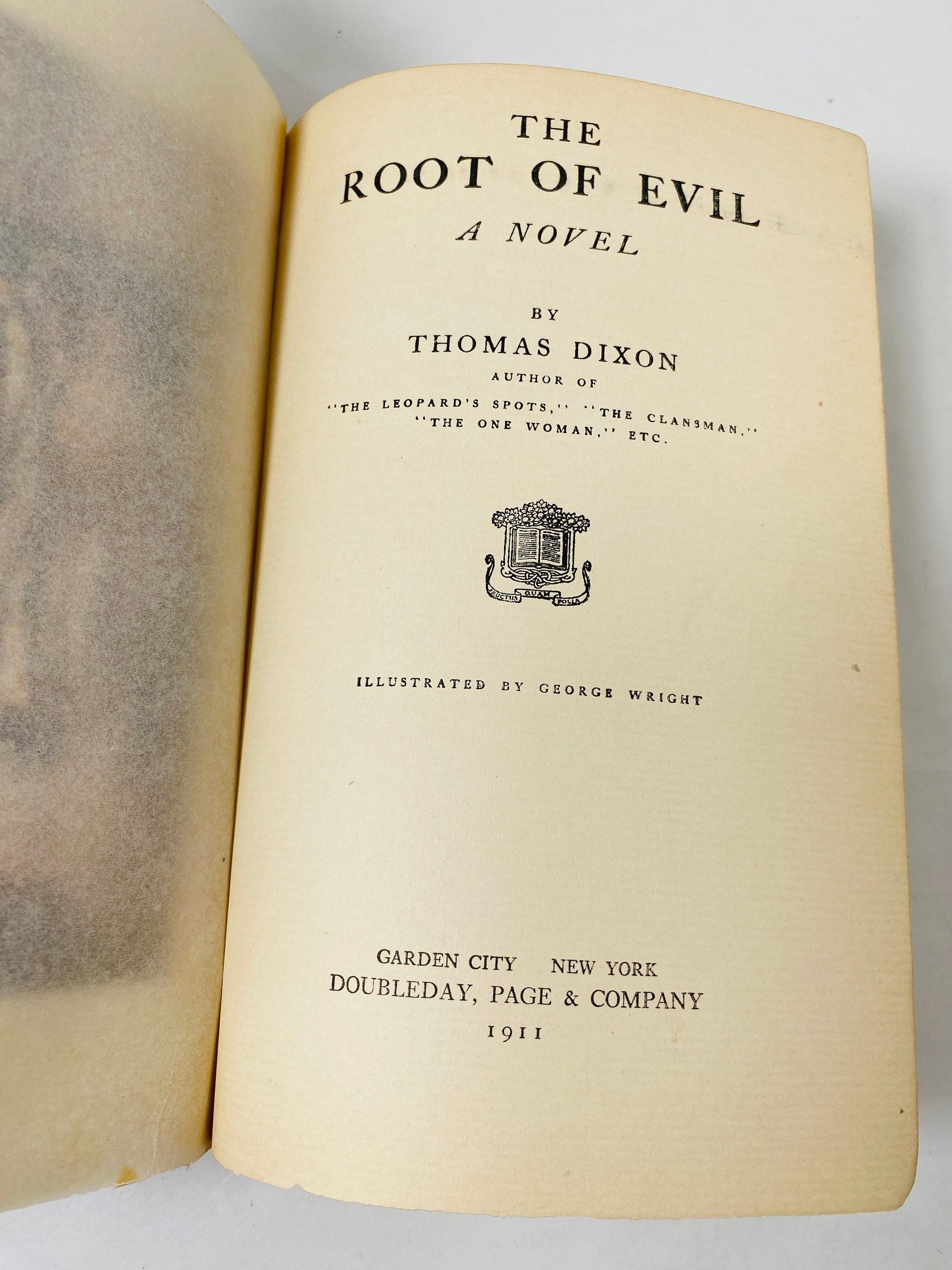 Root of Evil by Thomas Dixon vintage FIRST EDITION book circa 1911 about money power and greed and how it brought a man to untimely death