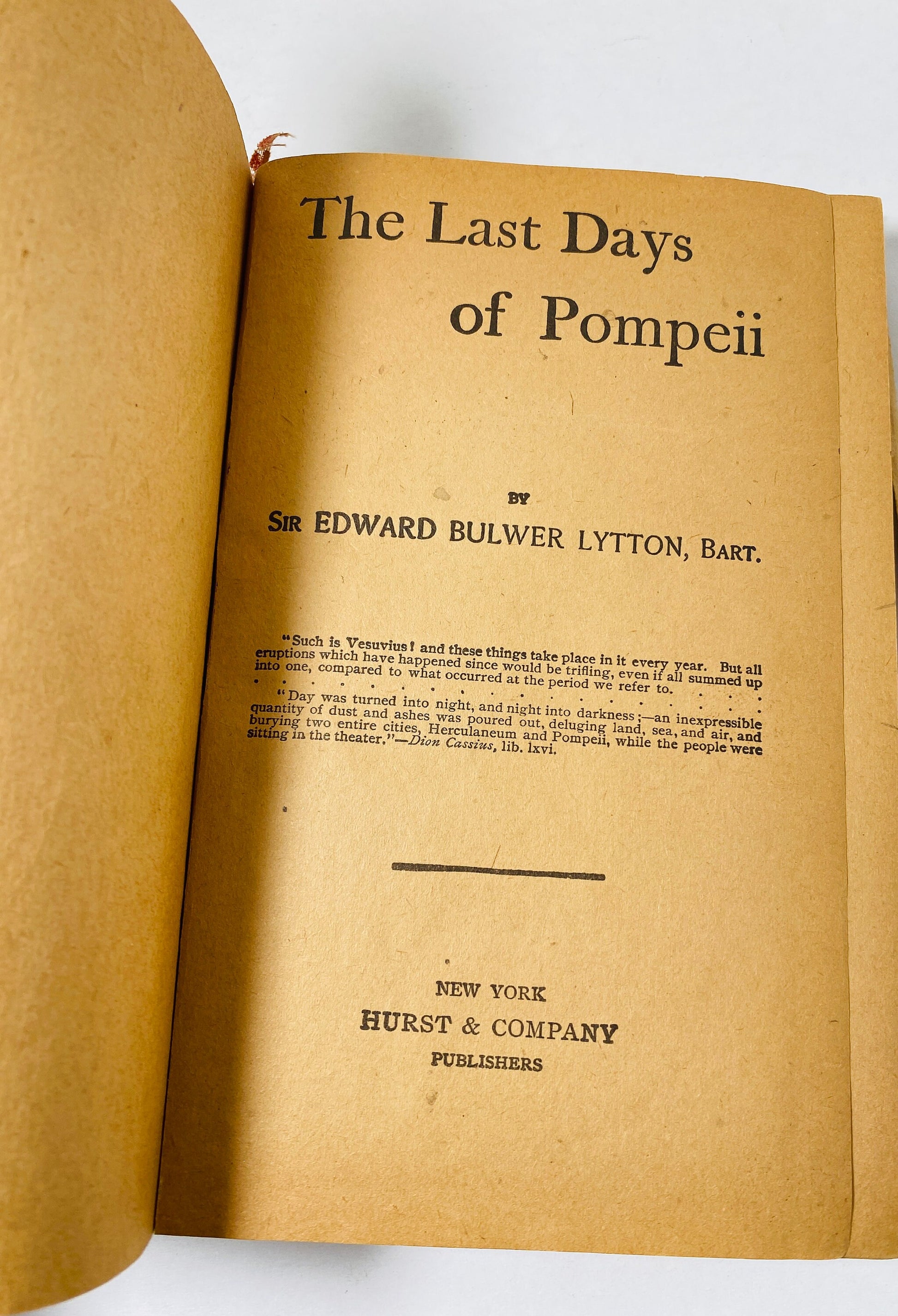 1850 Last days of Pompeii Victorian vintage book by Edward Bulwer Lyton antique collectible made into opera by Errico Petrella