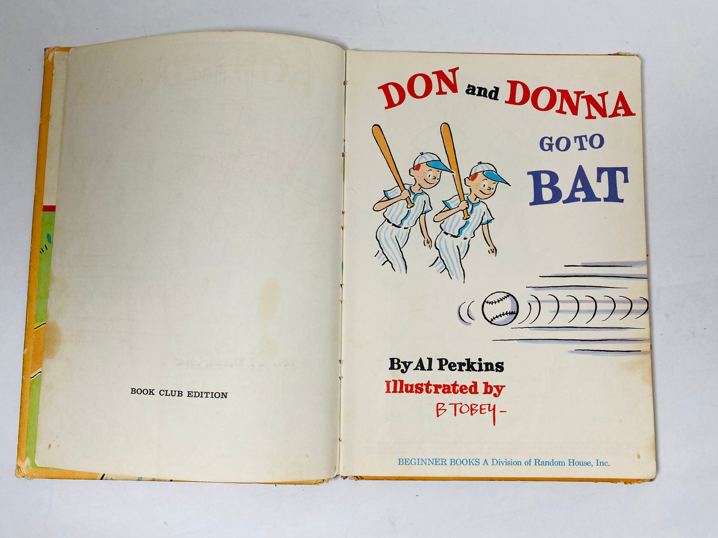 1966 Don and Donna Go to Bat vintage children's Dr Seuss Beginner Book Al Perkins Tobey about a girl who wants to play baseball on boys team