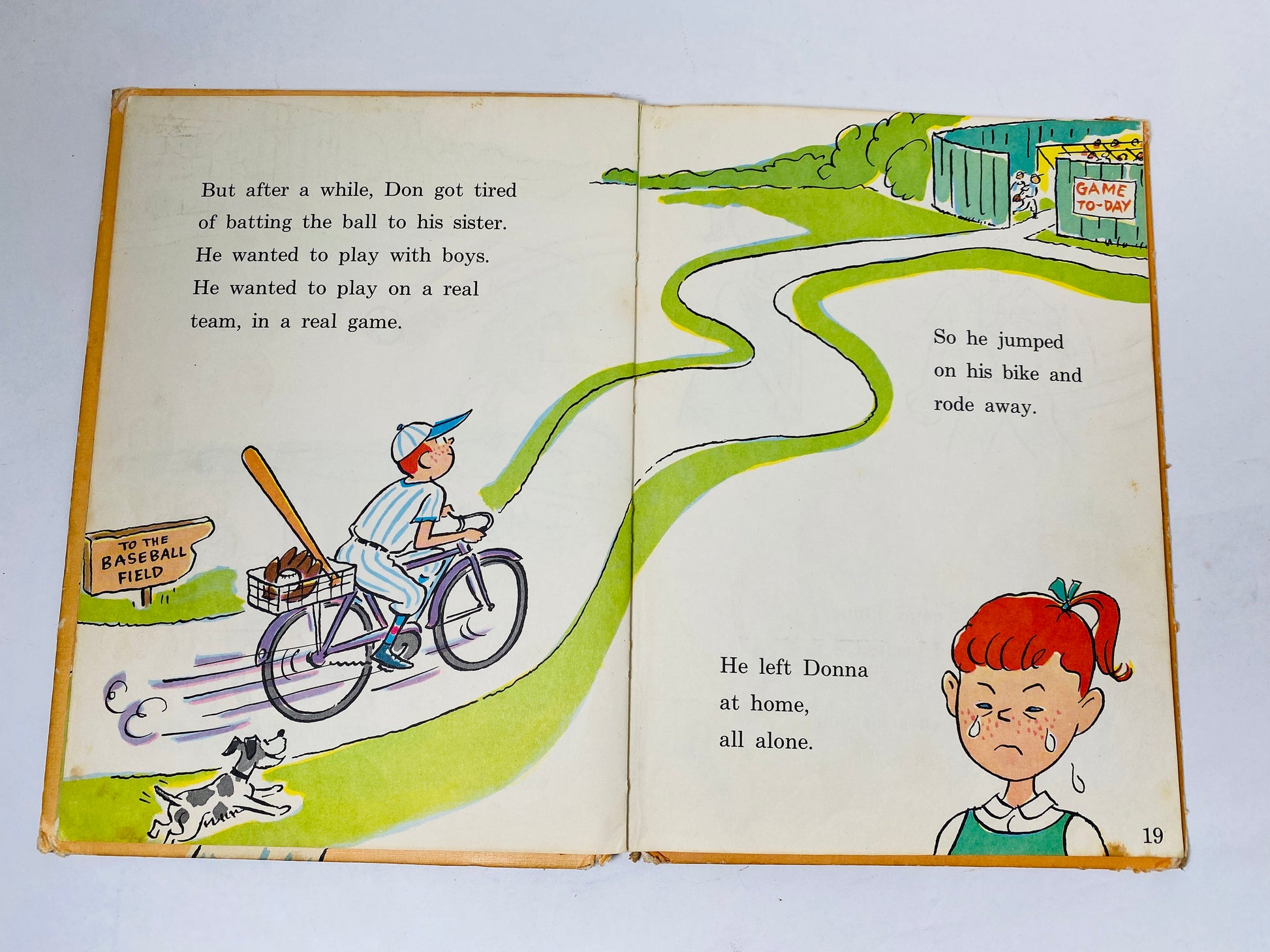 1966 Don and Donna Go to Bat vintage children's Dr Seuss Beginner Book Al Perkins Tobey about a girl who wants to play baseball on boys team