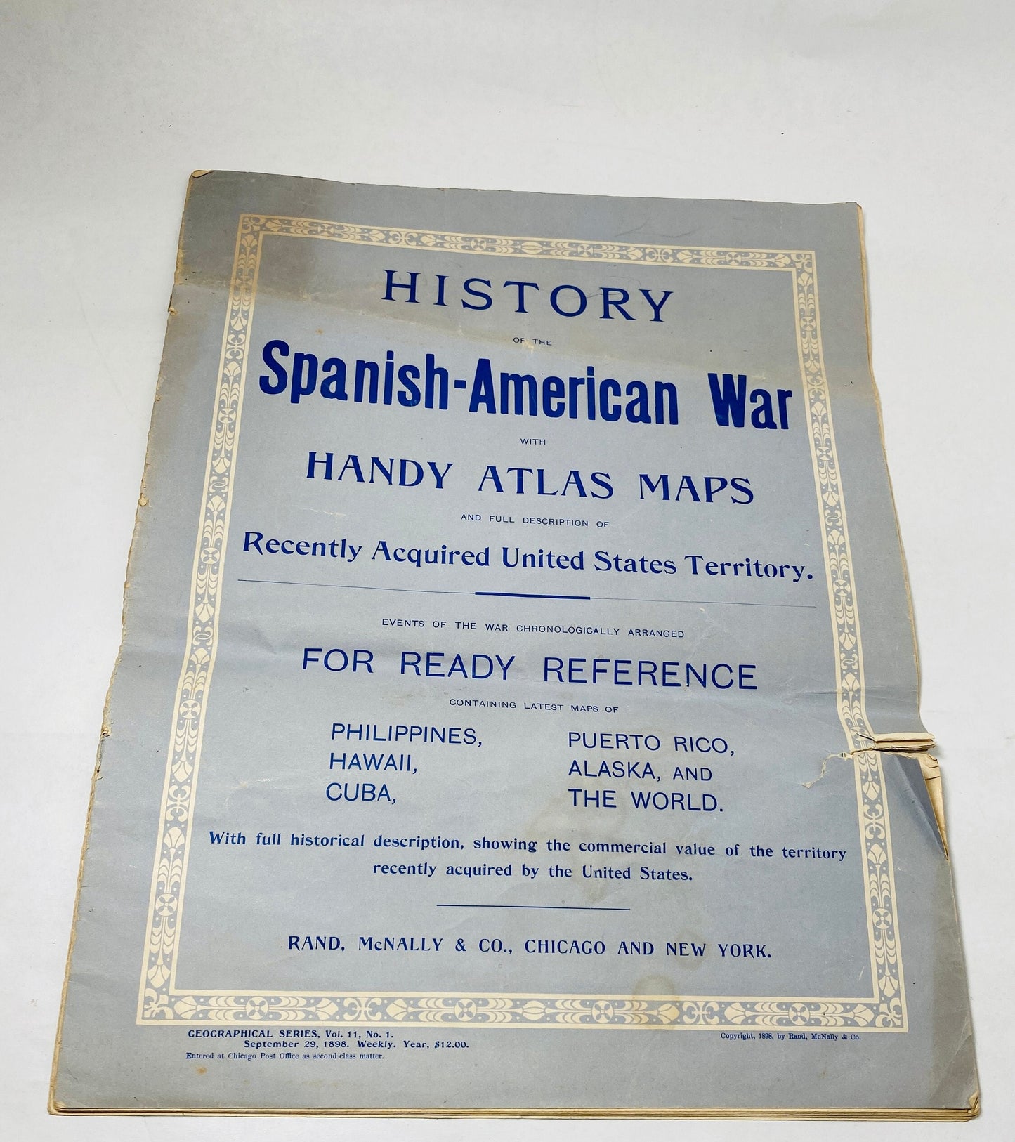 History of the Spanish-American War FIRST EDITION vintage book circa 1898 Original maps illustrations & photographs Blue military Wanderlust
