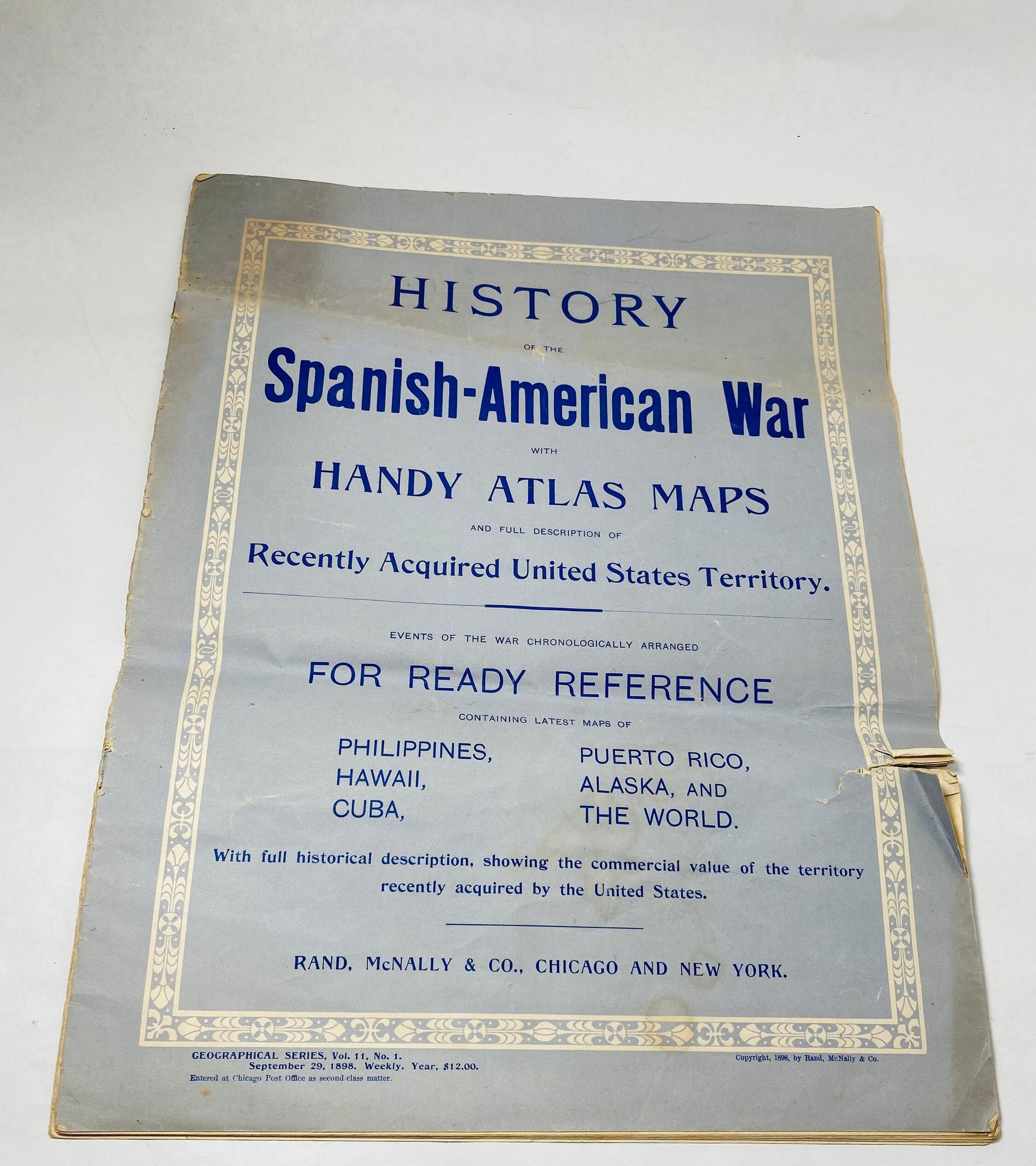 History of the Spanish-American War FIRST EDITION vintage book circa 1898 Original maps illustrations & photographs Blue military Wanderlust