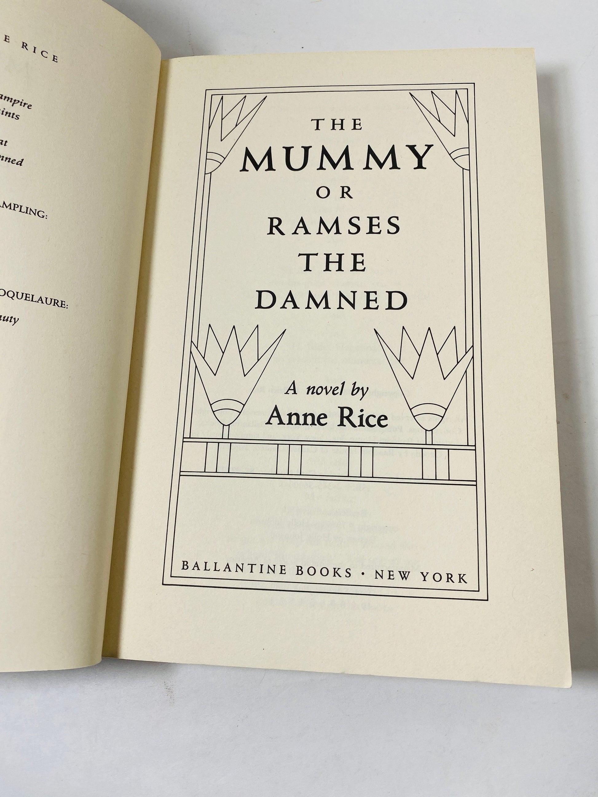 Mummy Ramses the Damned by Anne Rice large vintage paperback book circa 1989 Witches trilogy Vampire Collectible gift.