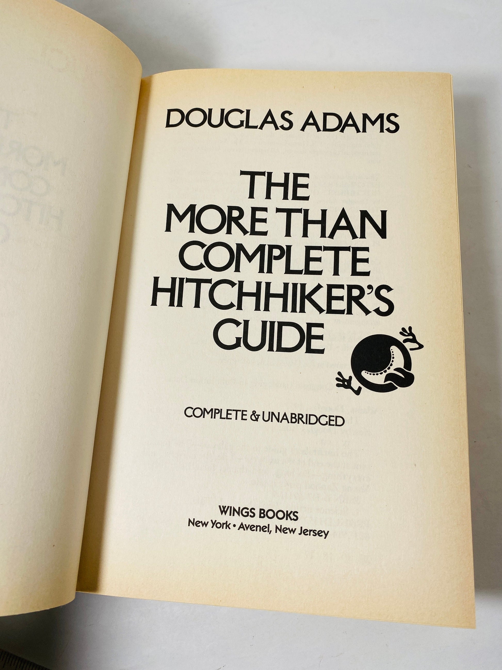 Hitchhikers Guide to the Galaxy Douglas Adams vintage book circa 1989. Complete and Unabridged. A Trilogy in Five Parts HG2G gift