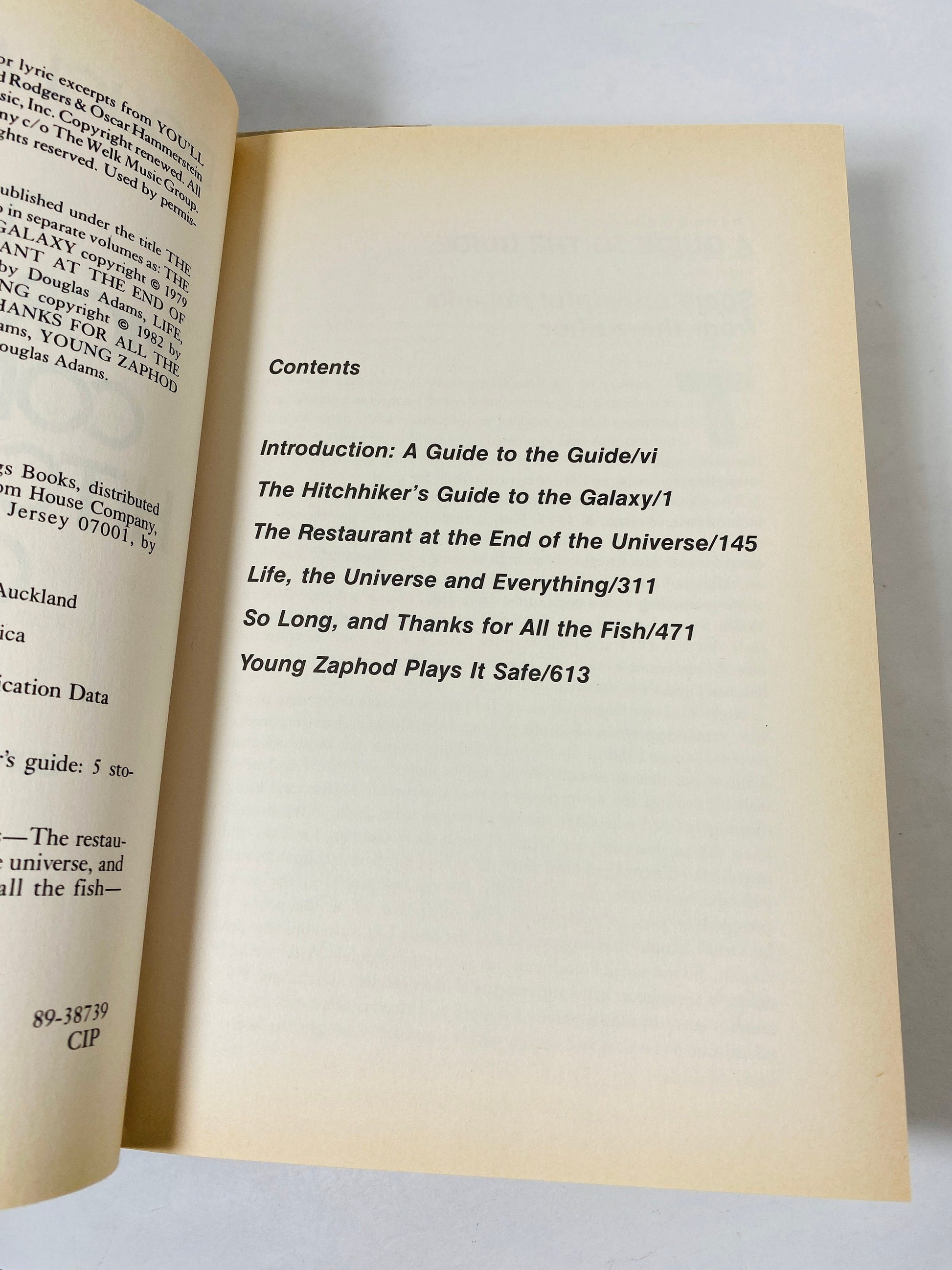 Hitchhikers Guide to the Galaxy Douglas Adams vintage book circa 1989. Complete and Unabridged. A Trilogy in Five Parts HG2G gift