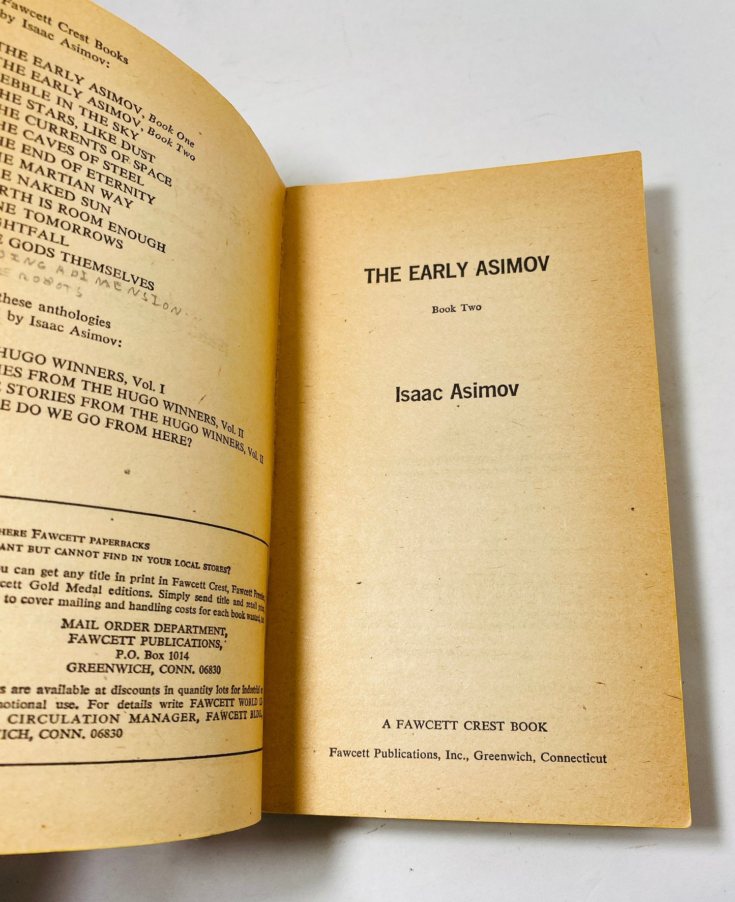 Issac Asimov Vintage paperback book circa 1974 Early Asminov Book Two reaching First Printing Stories Super-Neutron Death Sentence