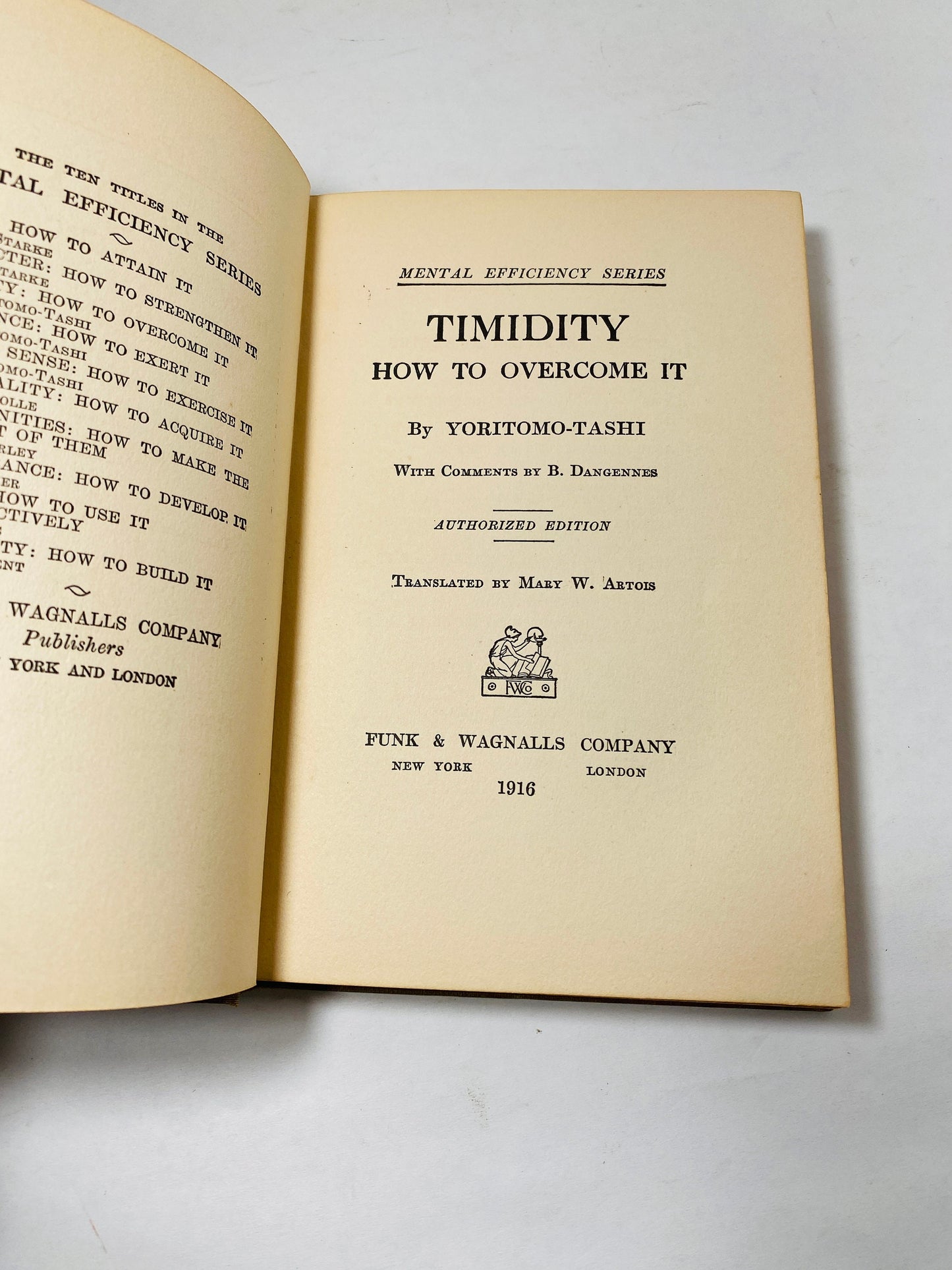 1915 Timidity How to Overcome It by Yoritomo-Tashi Mental Efficiency Series development and self help mindfulness