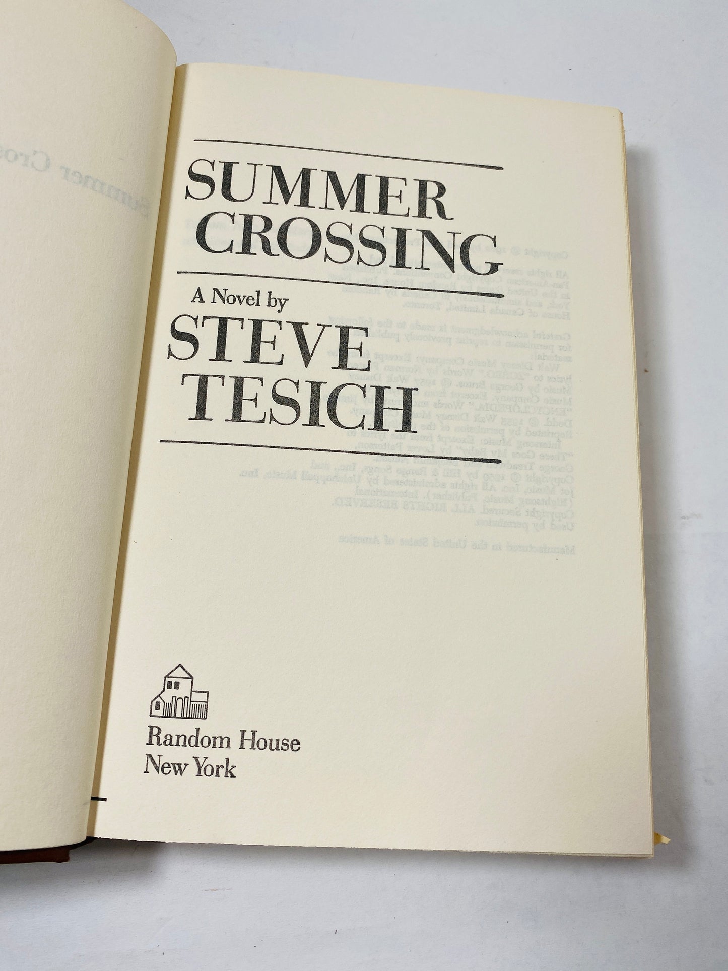 1982 Summer Crossing vintage book by Steve Tesich Coming of age story about loss of first love, leaving home and going out into the world