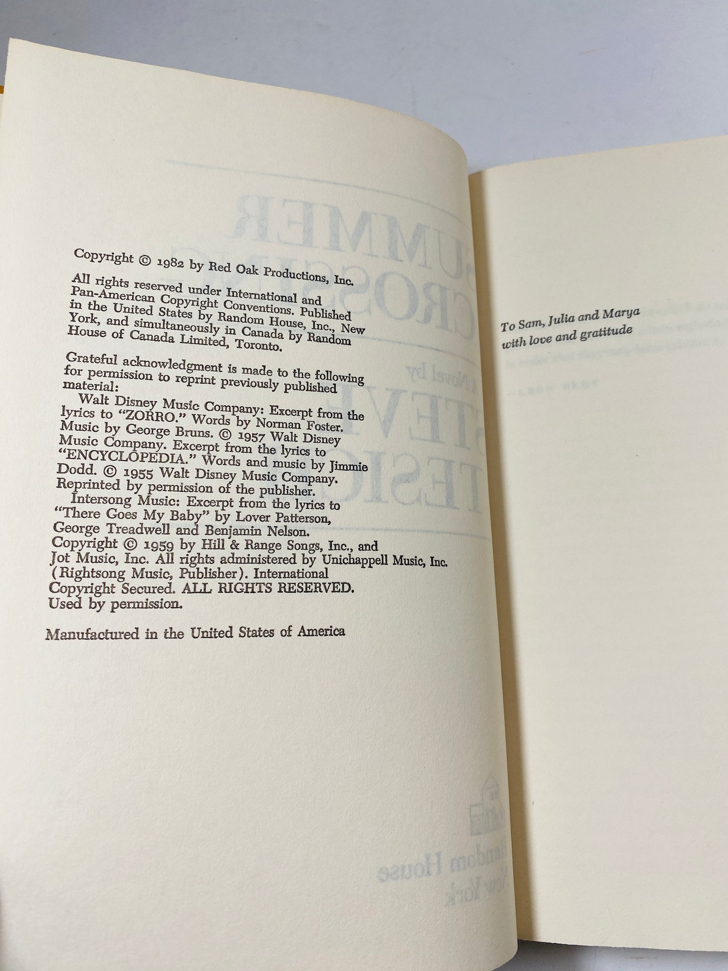 1982 Summer Crossing vintage book by Steve Tesich Coming of age story about loss of first love, leaving home and going out into the world