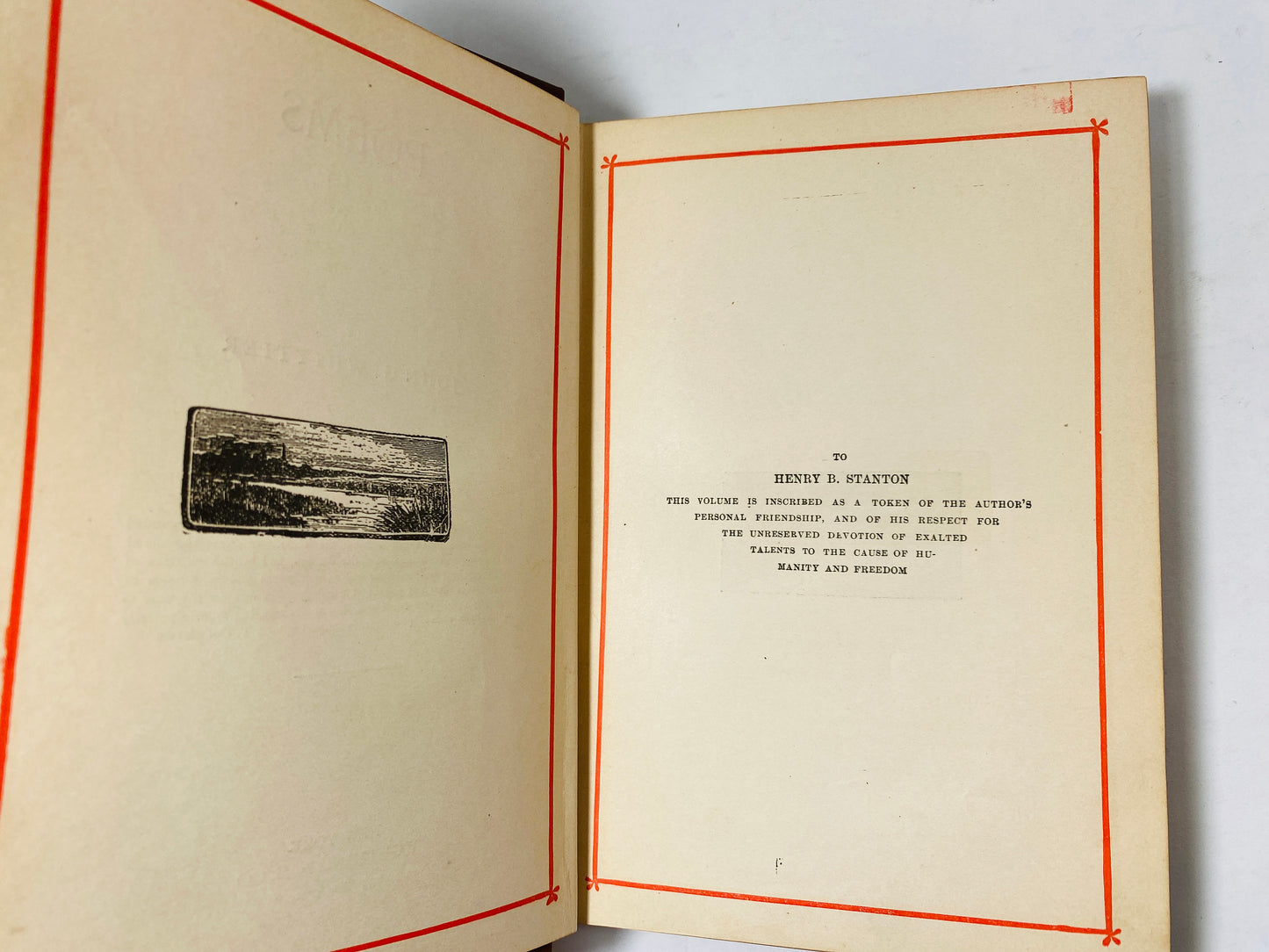 1888 vintage Whittier poetry book GORGEOUS bindings & gold embellishments Home decor staging antique collectible gift romance