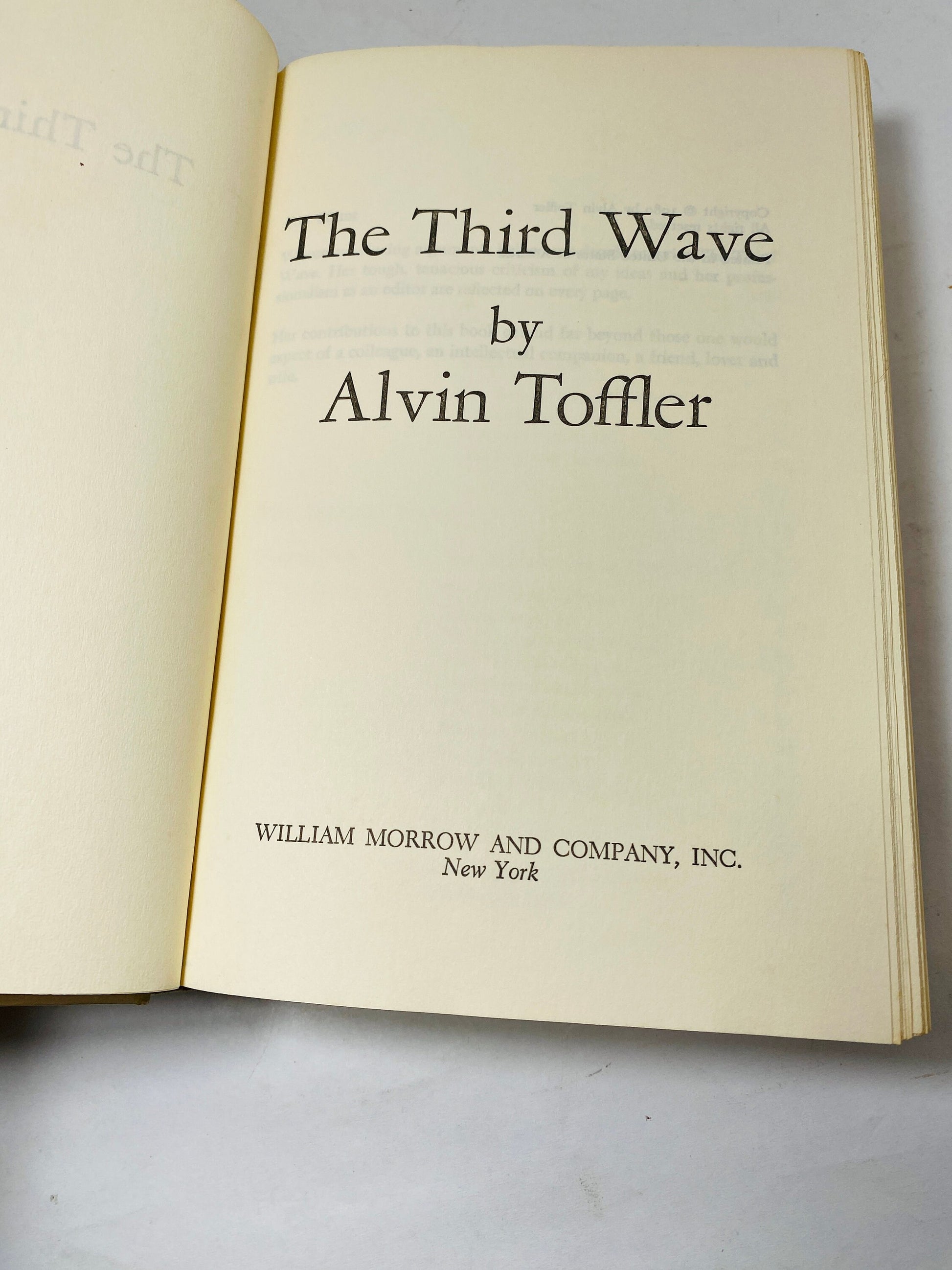 Third Wave FIRST EDITION vintage book by Toffler circa 1980 about the future of society, technological advancement, peace and prosperity