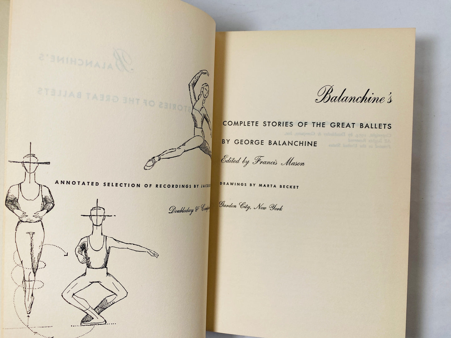 Balanchine Complete Stories of the Great Ballets vintage book circa 1954 ballet technique illustrated with black and white photographs.