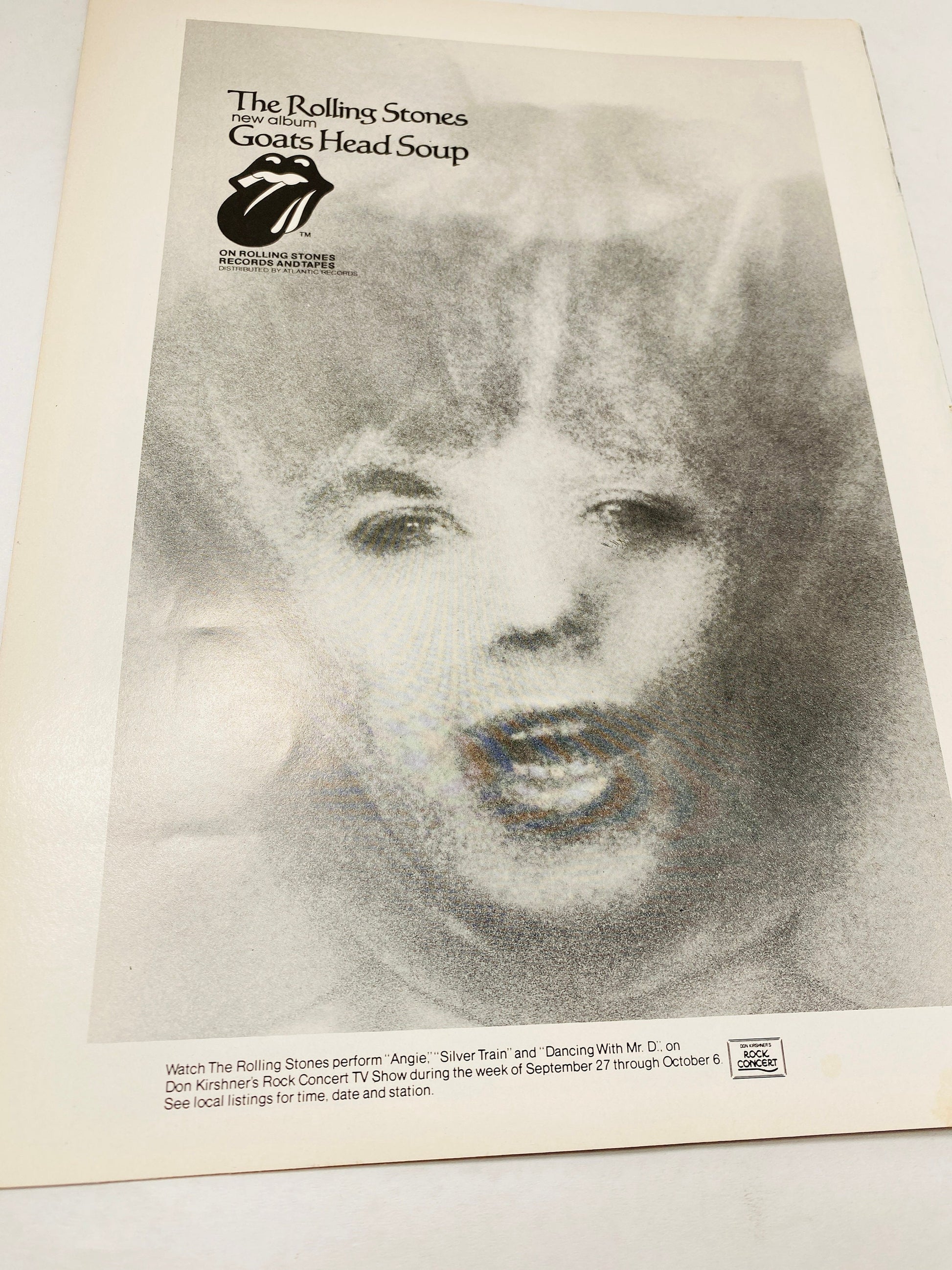 Rolling Stones Goats Head Soup Vintage magazine advertisement circa 1973 featuring album cover. Original Music ad home decor Framing art