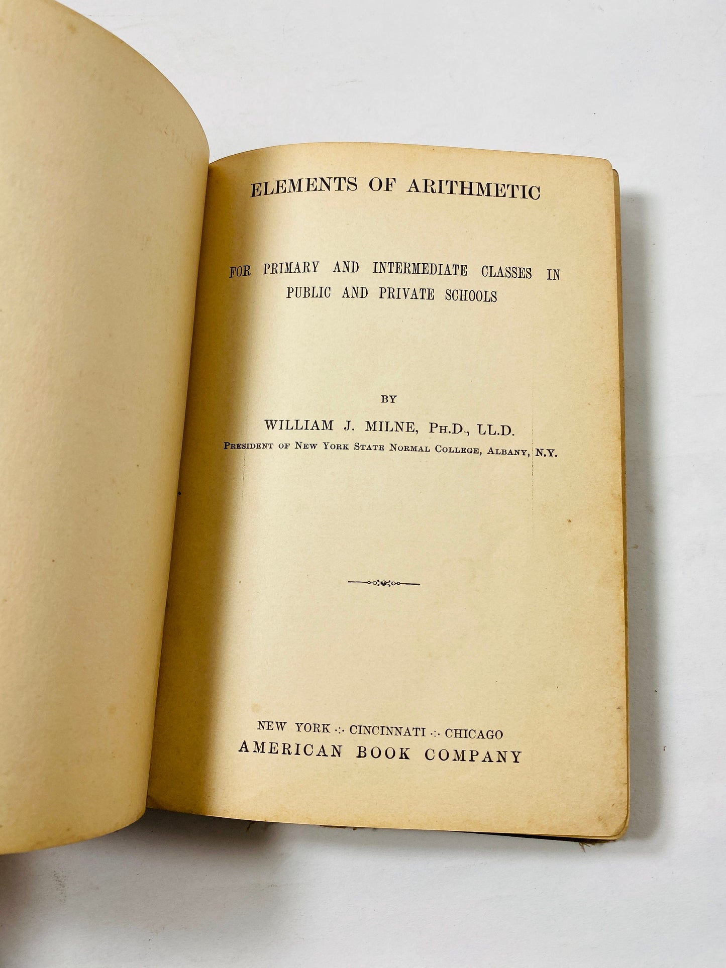 1893 William Milne antique Mathematics juvenile Arithmetic Textbook. United States vintage school book. Gold embossed Brown POOR Condition