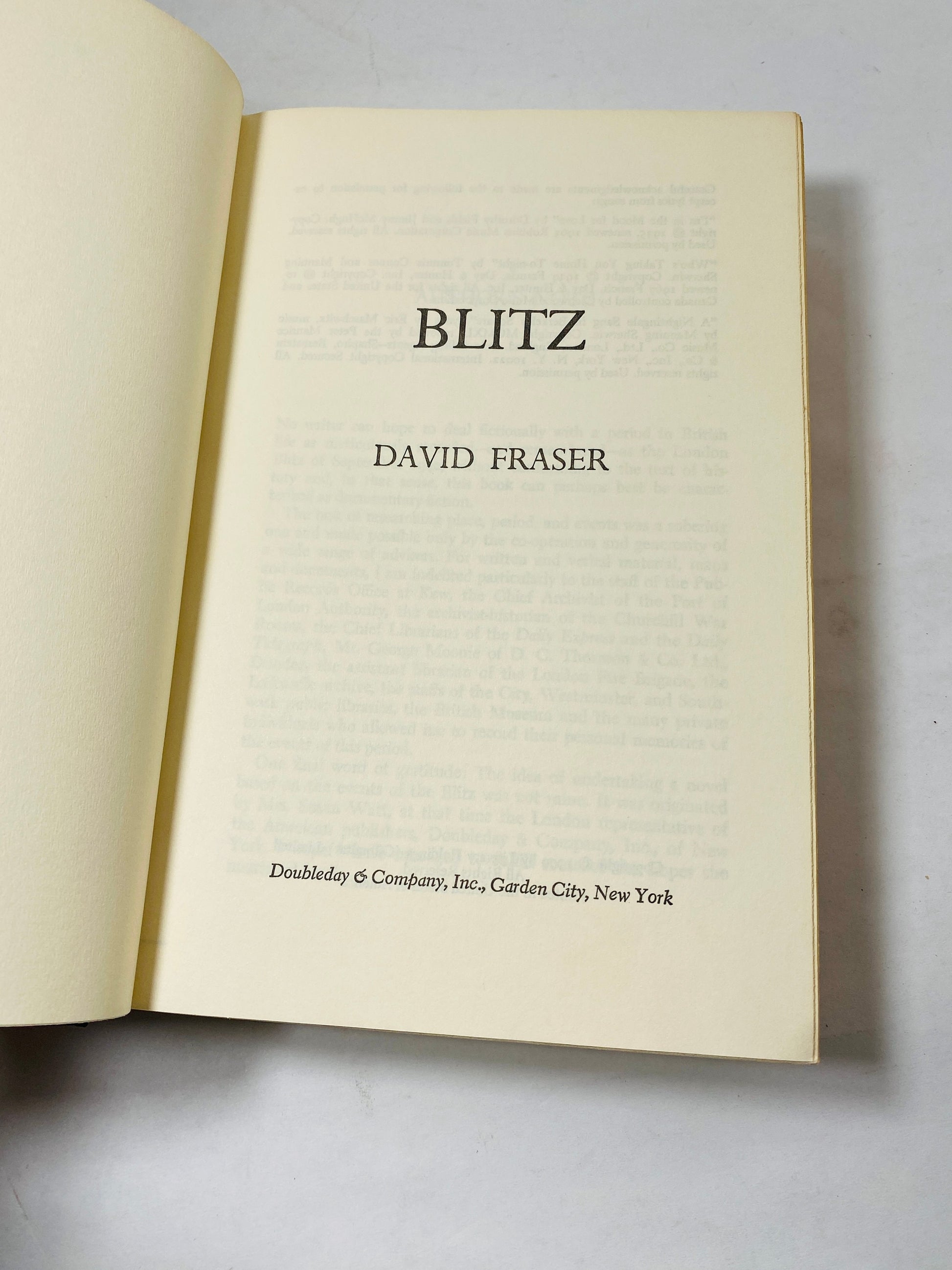 1979 FIRST EDITION Blitz by David Fraser Vintage book about heroism and survival on the ground in London during the worst days of the Blitz.