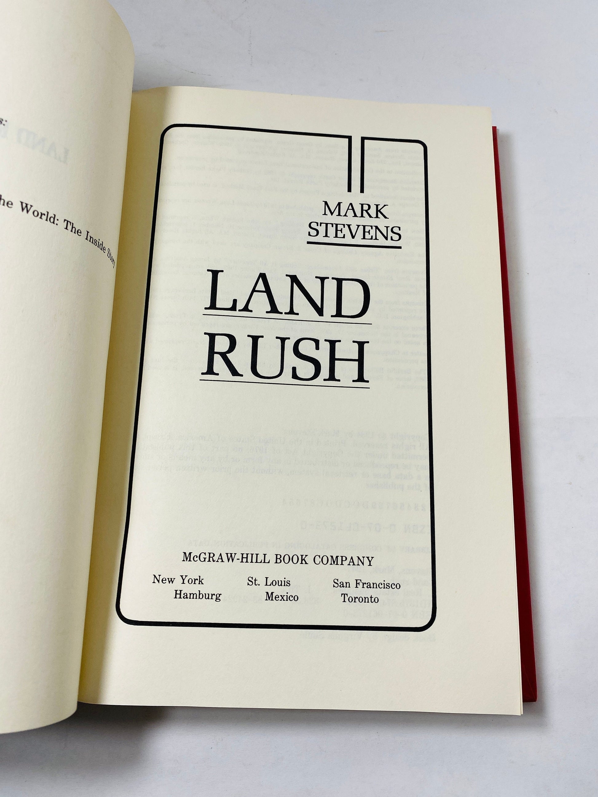 Land Rush vintage book by Stevens The Secret World of Real Estate's Super Brokers and Developers circa 1984