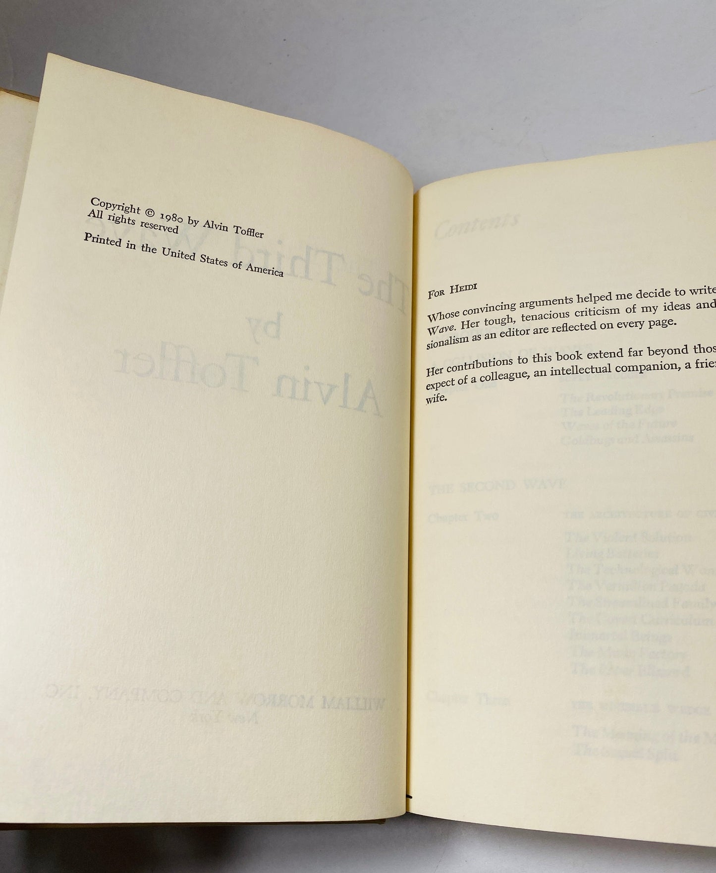 Third Wave FIRST EDITION vintage book by Toffler circa 1980 about the future of society, technological advancement, peace and prosperity