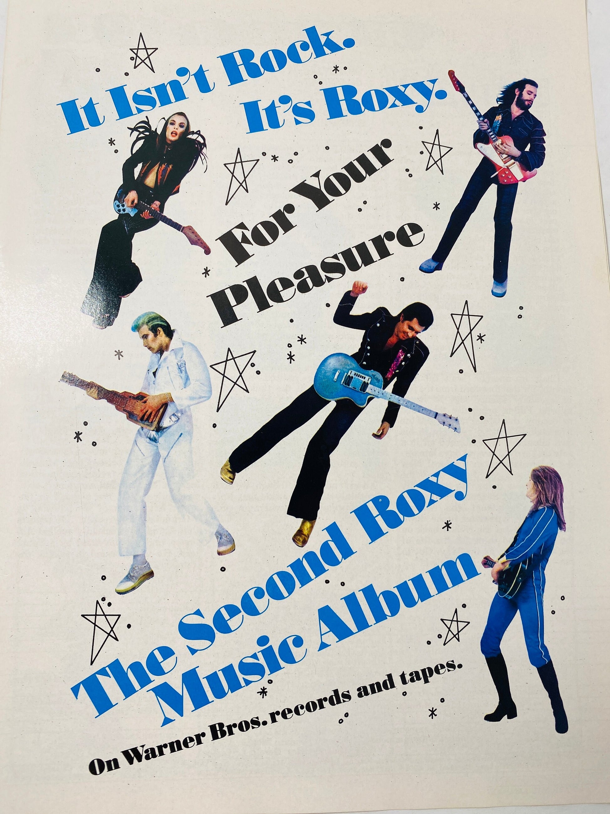 Roxy Second Music Album Vintage magazine advertisement circa 1973 featuring vinyl record cover. Original Music ad home decor Framing art