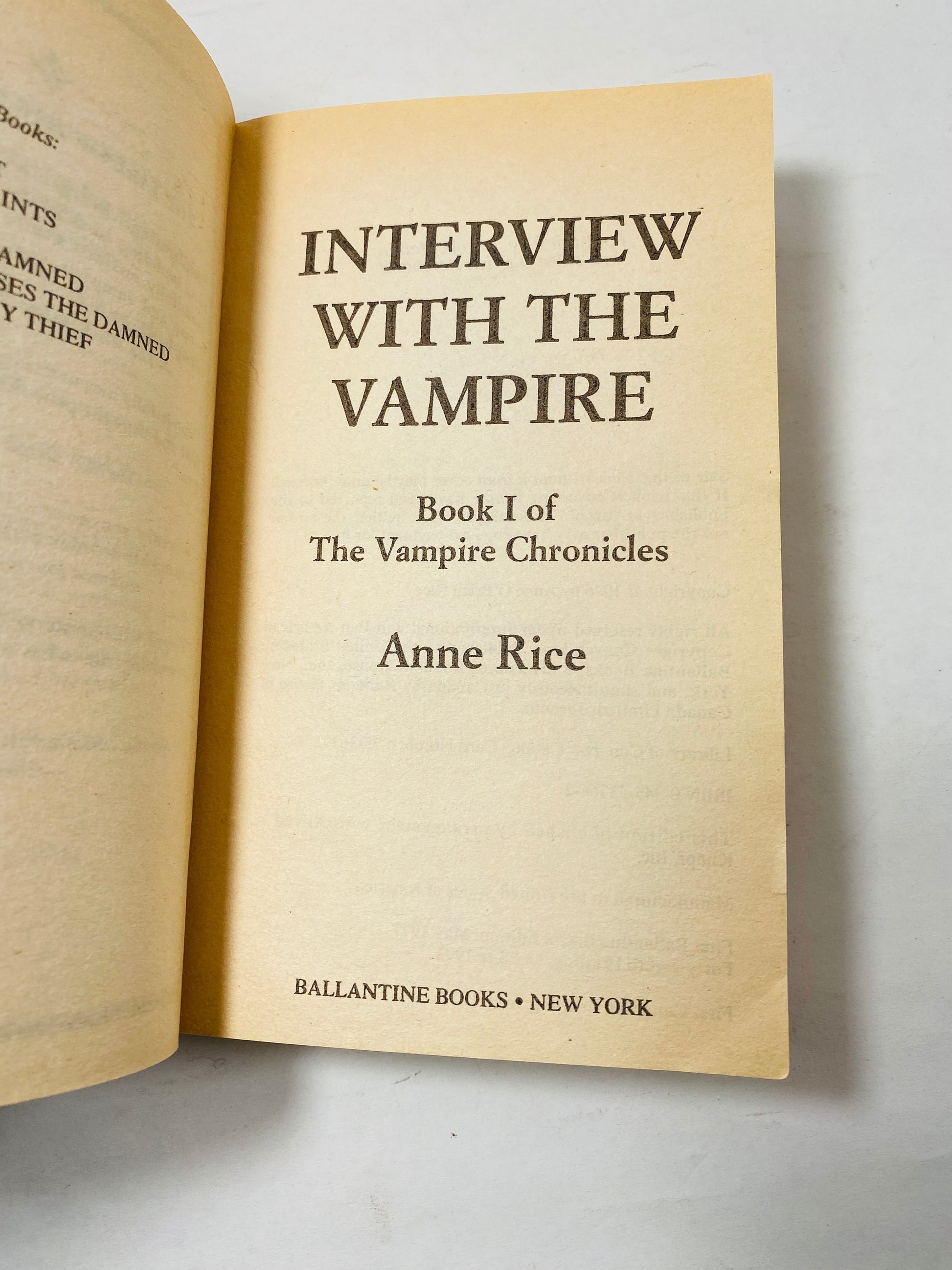 Interview with a Vampire by Anne Rice Early Printing vintage paperback circa 1993 Historical horror. Collectible gift.