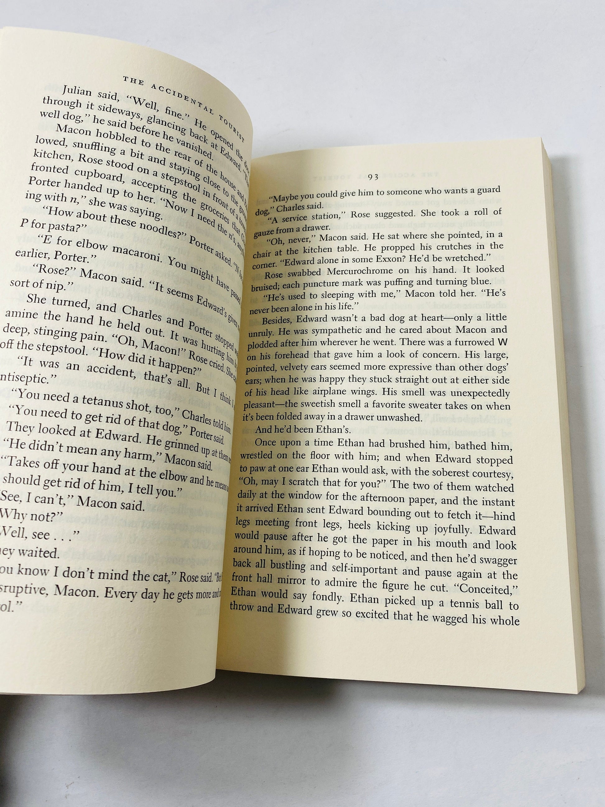 1985 Accidental Tourist vintage paperback book by Anne Tyler about mourning a murdered son and a marriage lost in grief