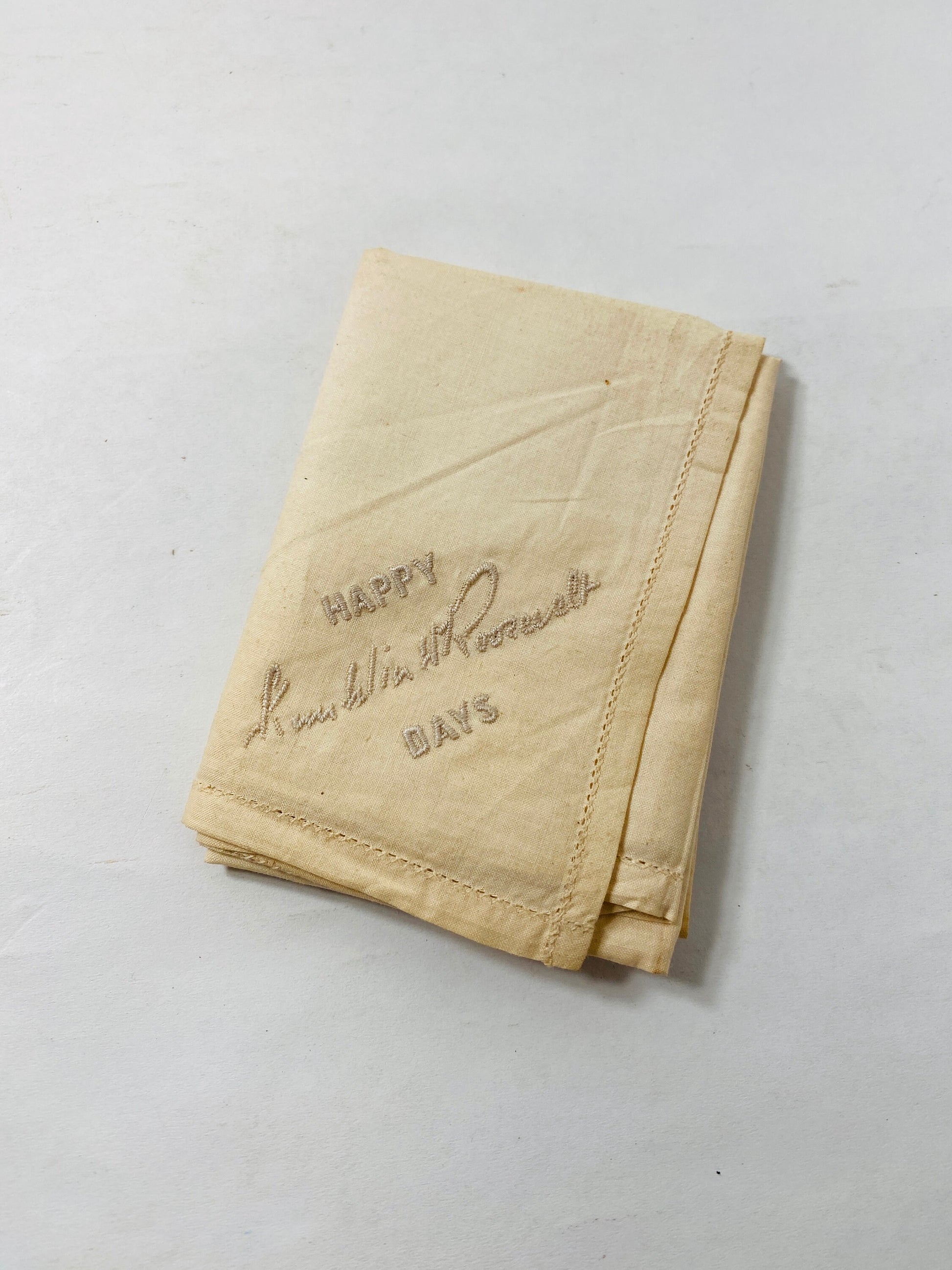 ROOSEVELT Presidential Campaign cotton handkerchief bandanna Kerchief vintage collectible US President circa 1940 military Americana