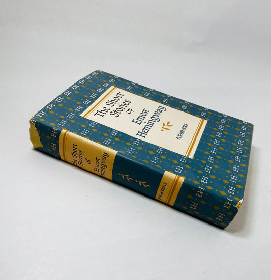 Short Stories of Ernest Hemingway vintage book circa 1953 Charles Scribner's Sons blue yellow book decor