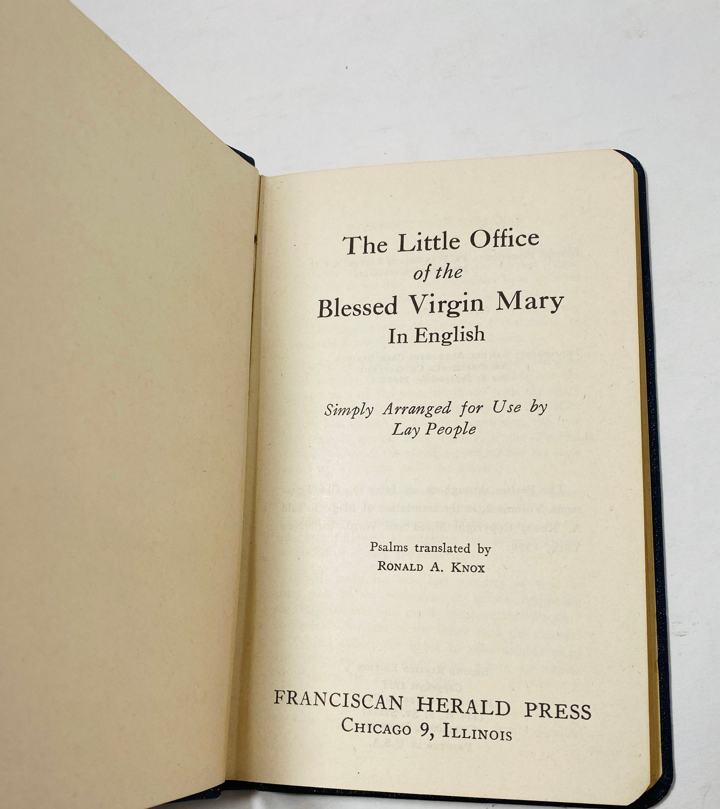 Rare Catholic liturgical Prayer Book Little Office of the Blessed Virgin Mary circa 1950 Pocket size leather Bible
