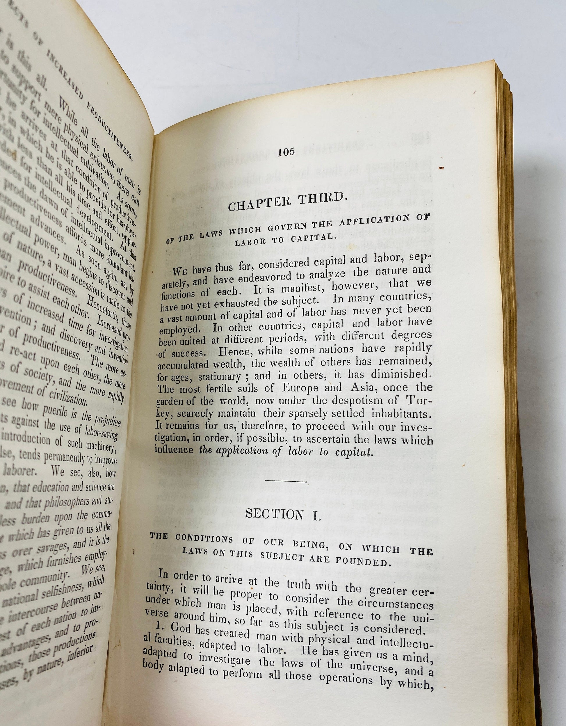 Elements of political economy vintage book by Francis Wayland circa 1851 advocate of free markets antique libertarian Republican captialism