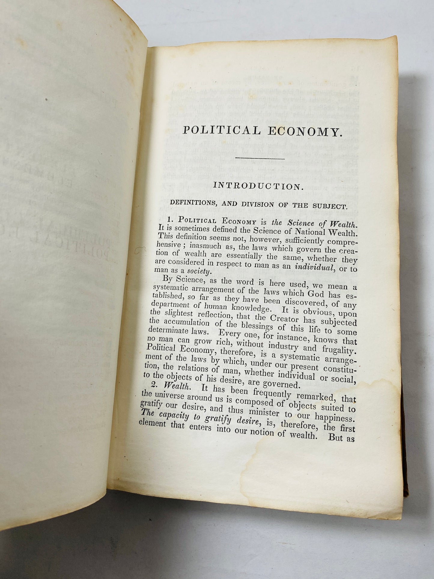 Elements of political economy vintage book by Francis Wayland circa 1851 advocate of free markets antique libertarian Republican captialism