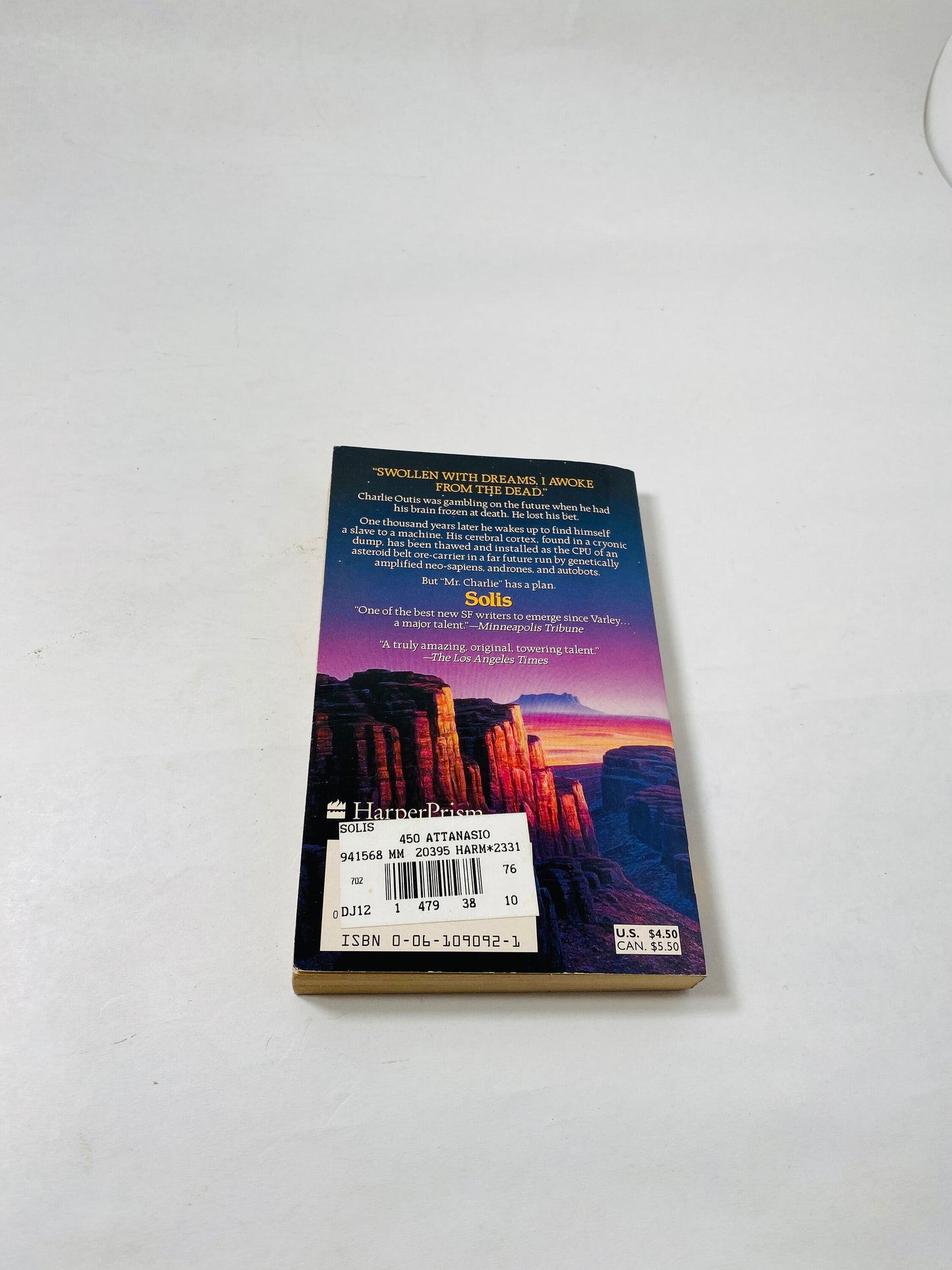 Solis vintage FIRST printing paperback book by AA Attanasio circa 1995 about waking up 1000 years after having the brain frozen. Scifi