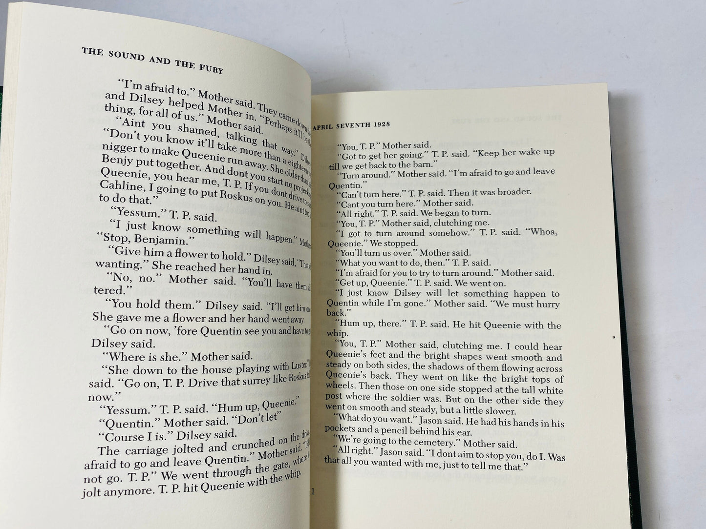 1959 William Faulkner Sound and the Fury GORGEOUS green and gold vintage book Southern gothic Franklin Library Mississippi Gift