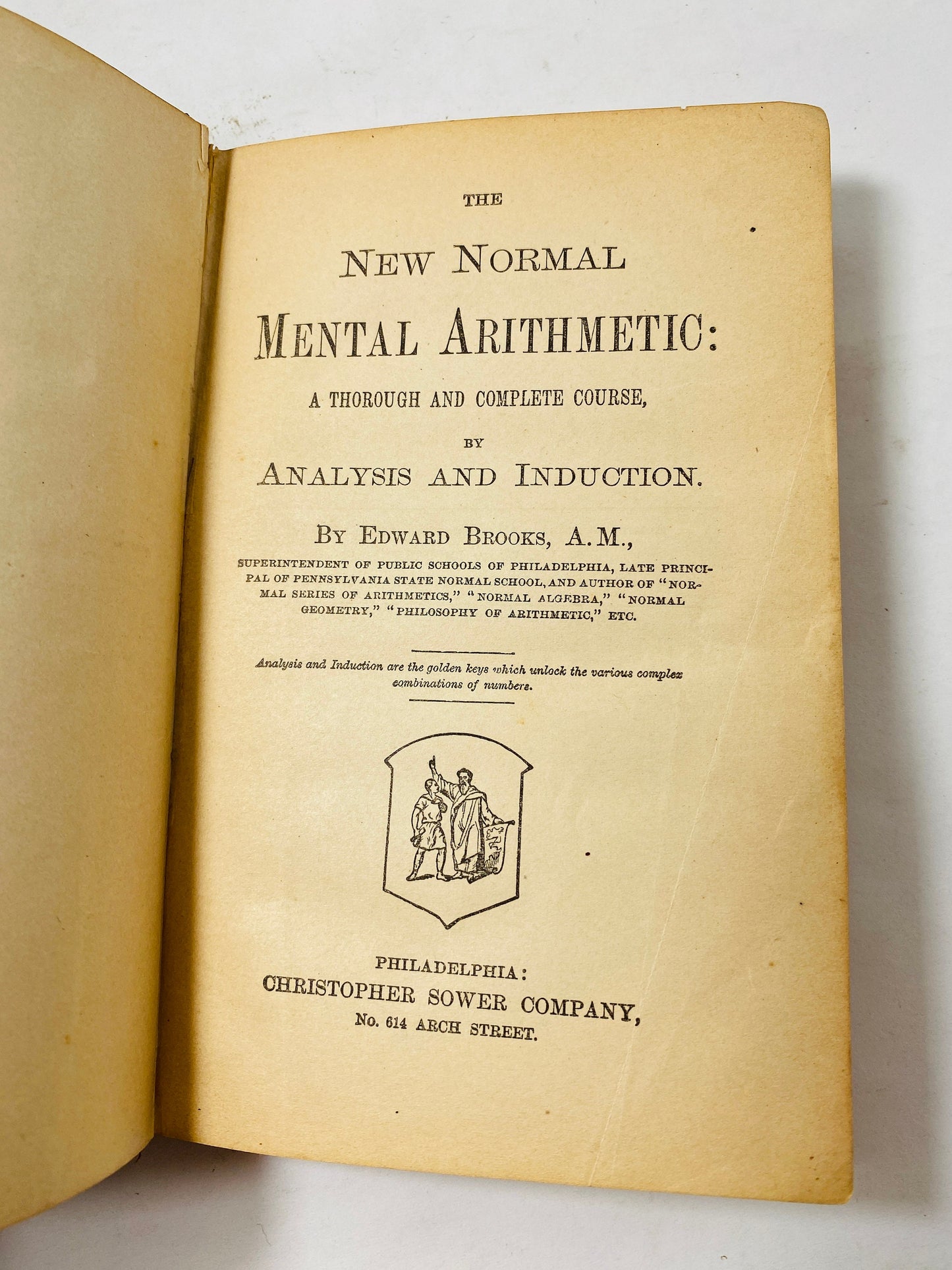 Vintage primary school arithmetic textbook Edward Brooks circa 1923 Elementary school math book decor Academic Depression era Prop staging