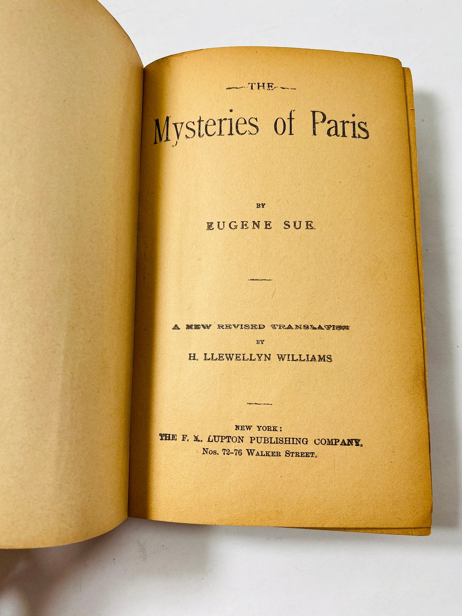 1840 Mysteries of Paris Vintage book by Eugene Sue Antique novel about Society & Class.