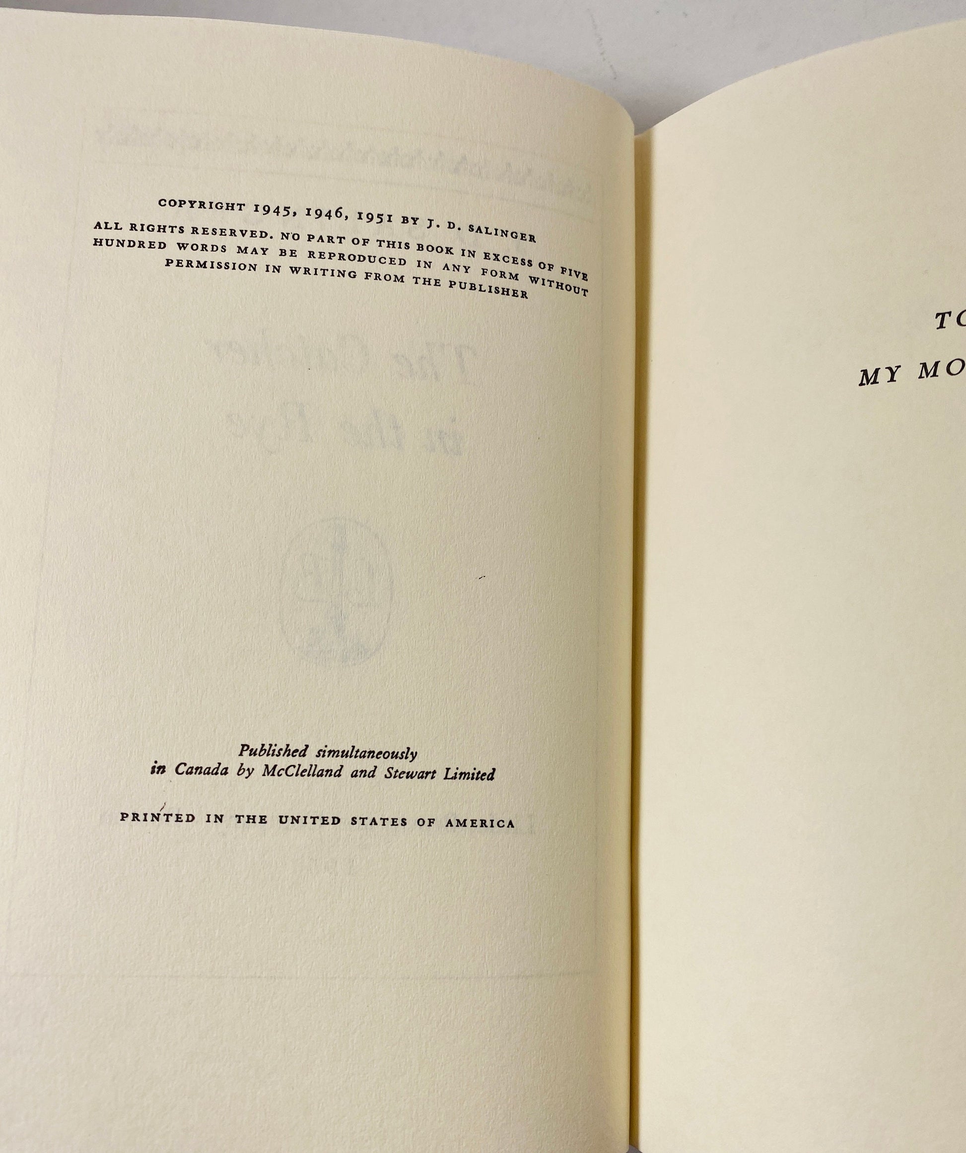 Catcher in the Rye EARLY Printing by JD Salinger vintage book circa 1951 Teenage angst alienation Holden Caulfield gift