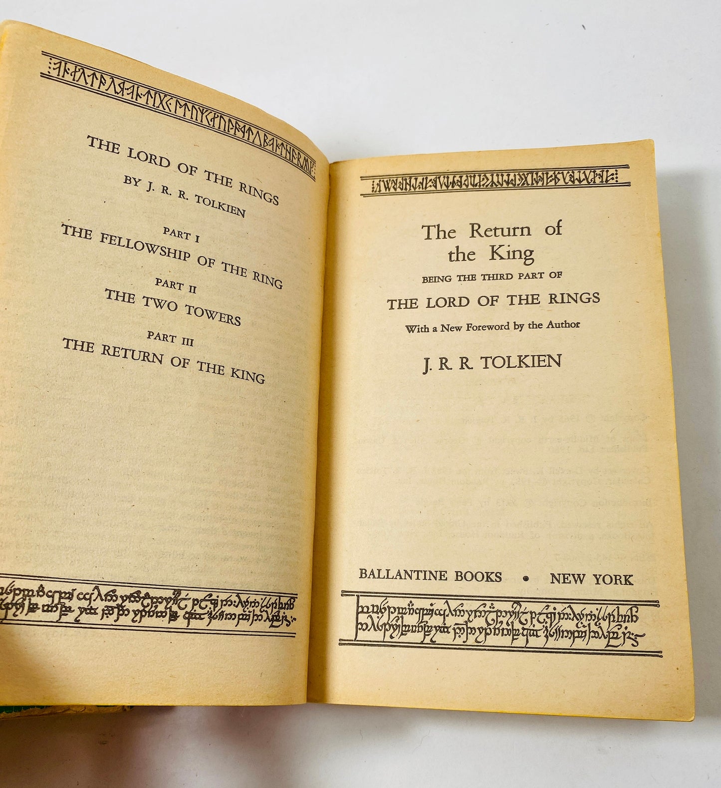 Tolkien Hobbit Books vintage Lord of the Rings paperback Two Towers, Fellowship of the Ring and Return of the King circa 1984. Gift