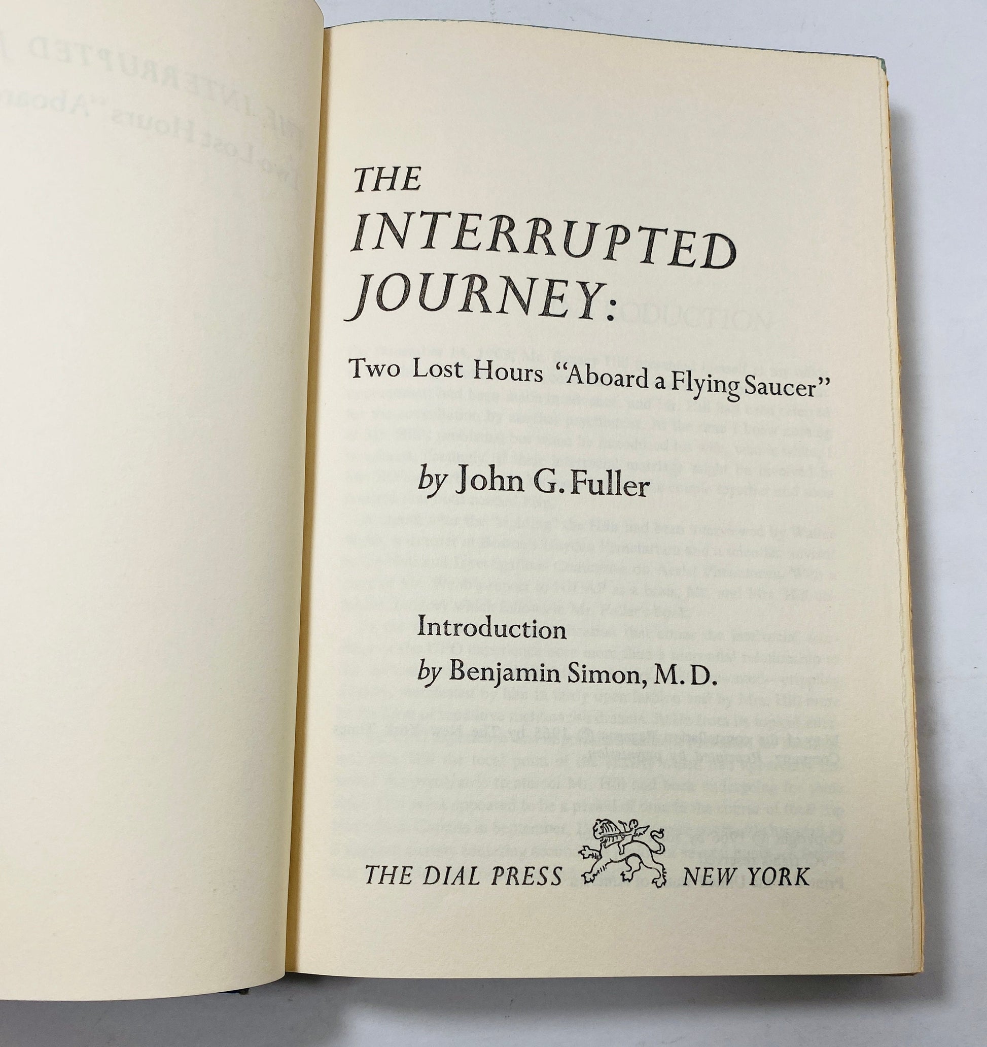 UFO Flying Saucer Interrupted Journey vintage book by Benjamin Simon circa 1966 about alien encounters, abductions and more Blue home decor