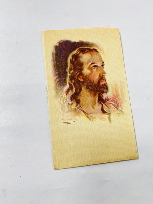 1950 Vintage Jesus Christ Card Holy folding Card Christian collectible