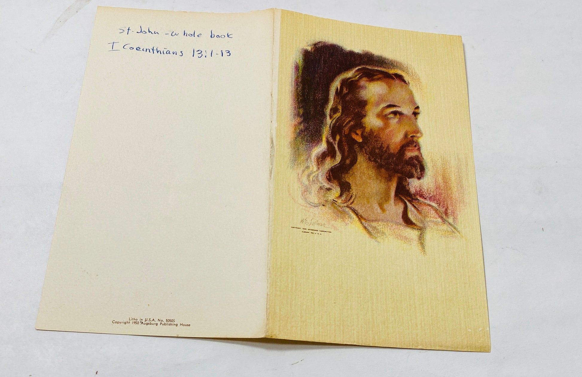 1950 Vintage Jesus Christ Card Holy folding Card Christian collectible