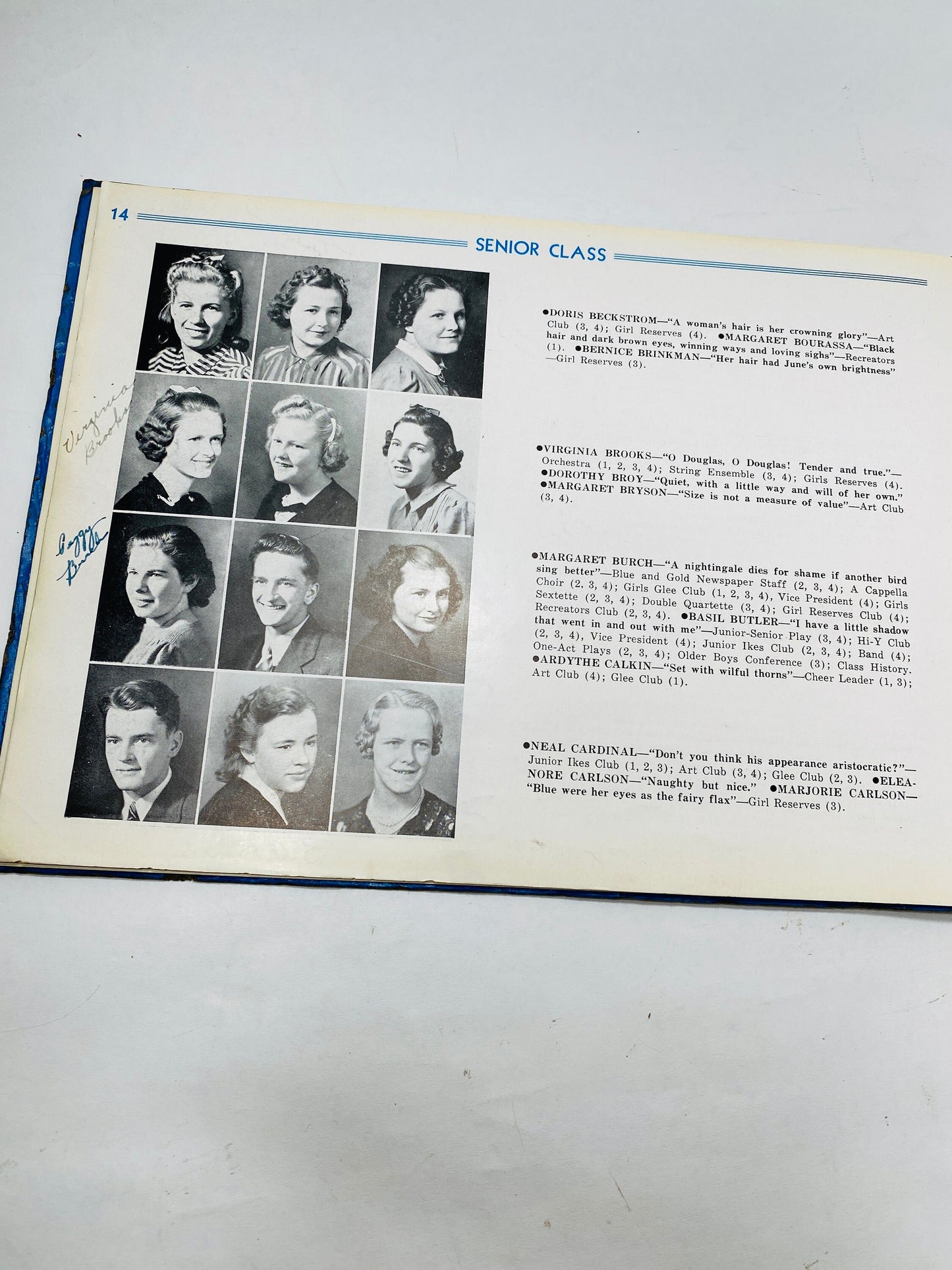 Cadillac High School yearbook circa 1940 Vintage Michigan yearbook. Annual year book. Memorabilia. Blue book decor prop.