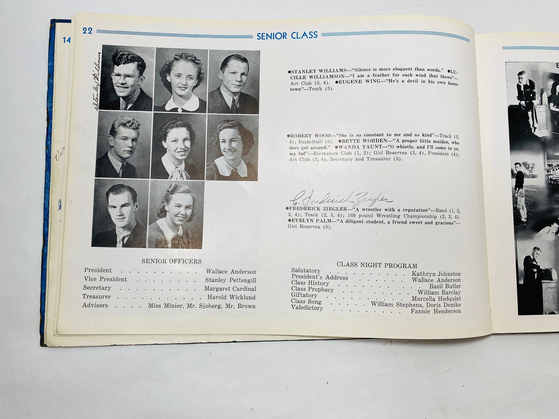 Cadillac High School yearbook circa 1940 Vintage Michigan yearbook. Annual year book. Memorabilia. Blue book decor prop.