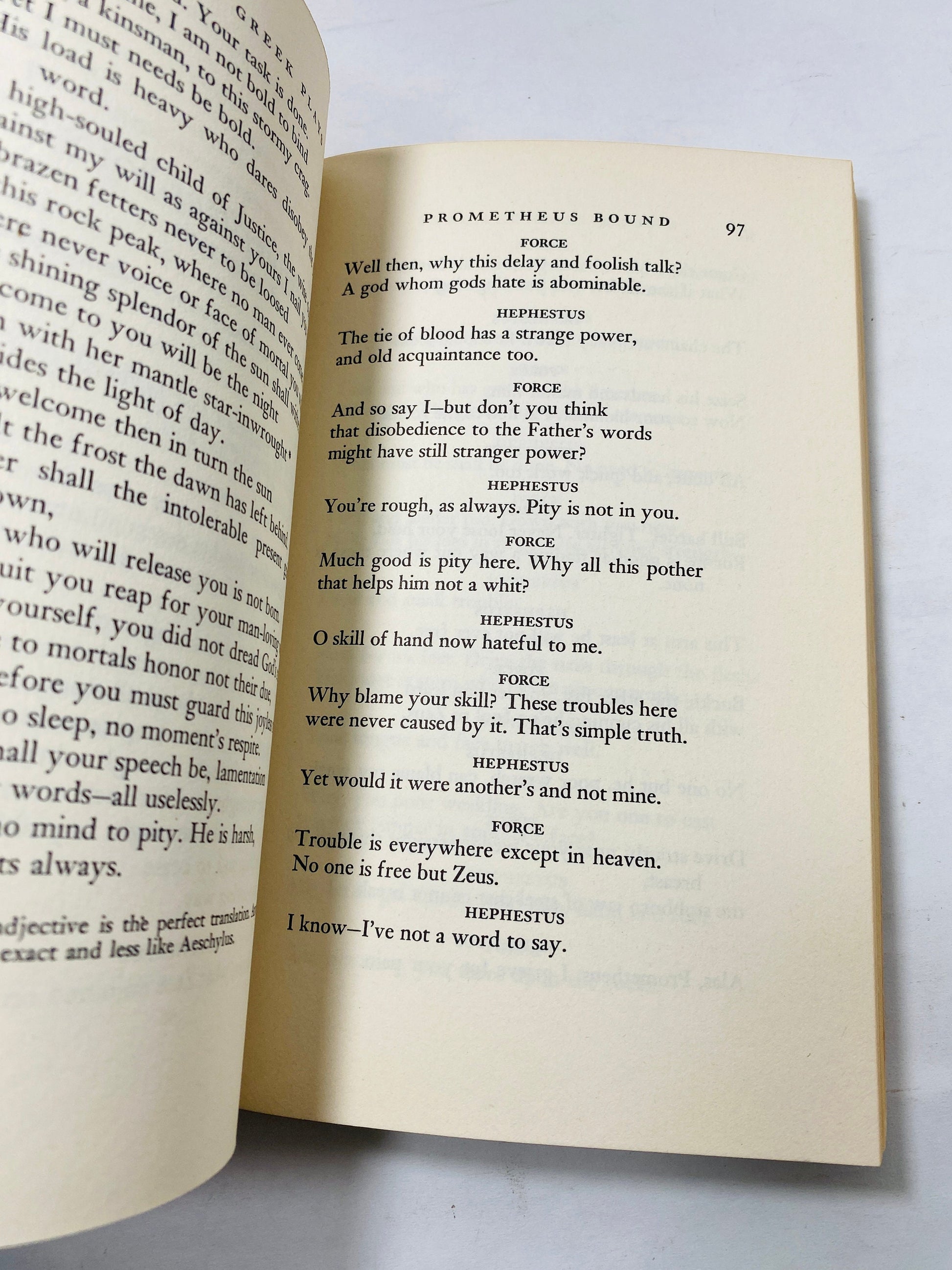 Three famous Greek plays Vintage paperback book circa 1965 Prometheus Bound, Agamennon, The Trojan Women