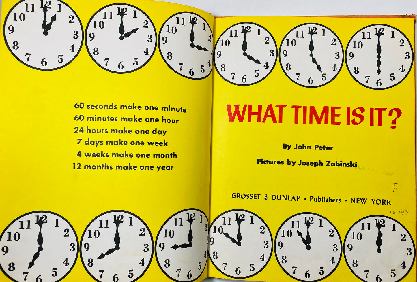 What time is it? Vintage Book about learning how to tell time 1974 LARGE childrens book about telling time on a clock educational teacher
