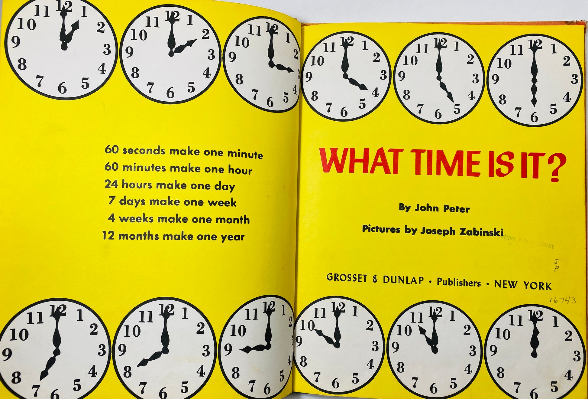 What time is it? Vintage Book about learning how to tell time 1974 LARGE childrens book about telling time on a clock educational teacher