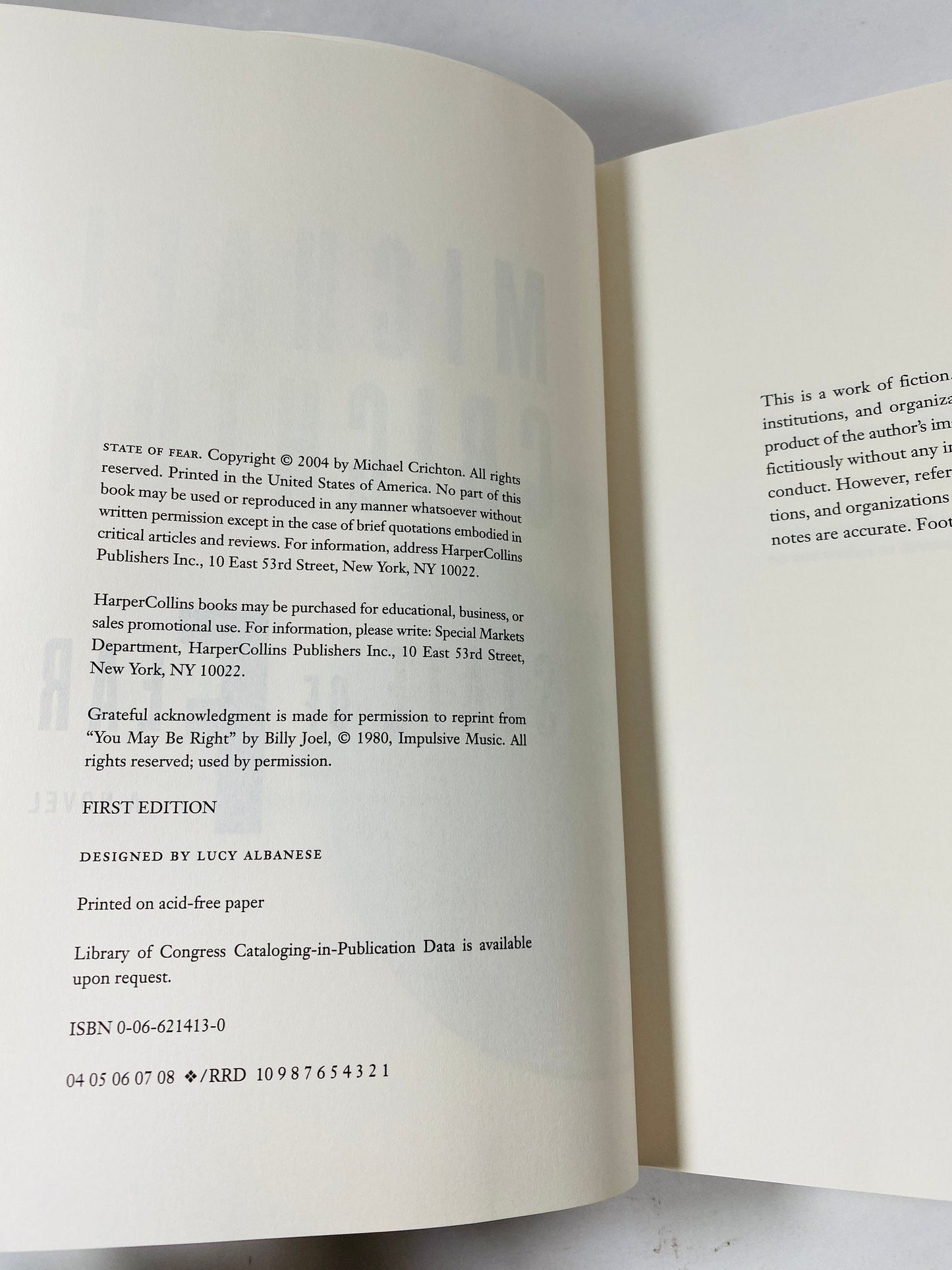 State of Fear by Michael Crichton FIRST EDITION vintage book circa 2004 author of Jurassic Park