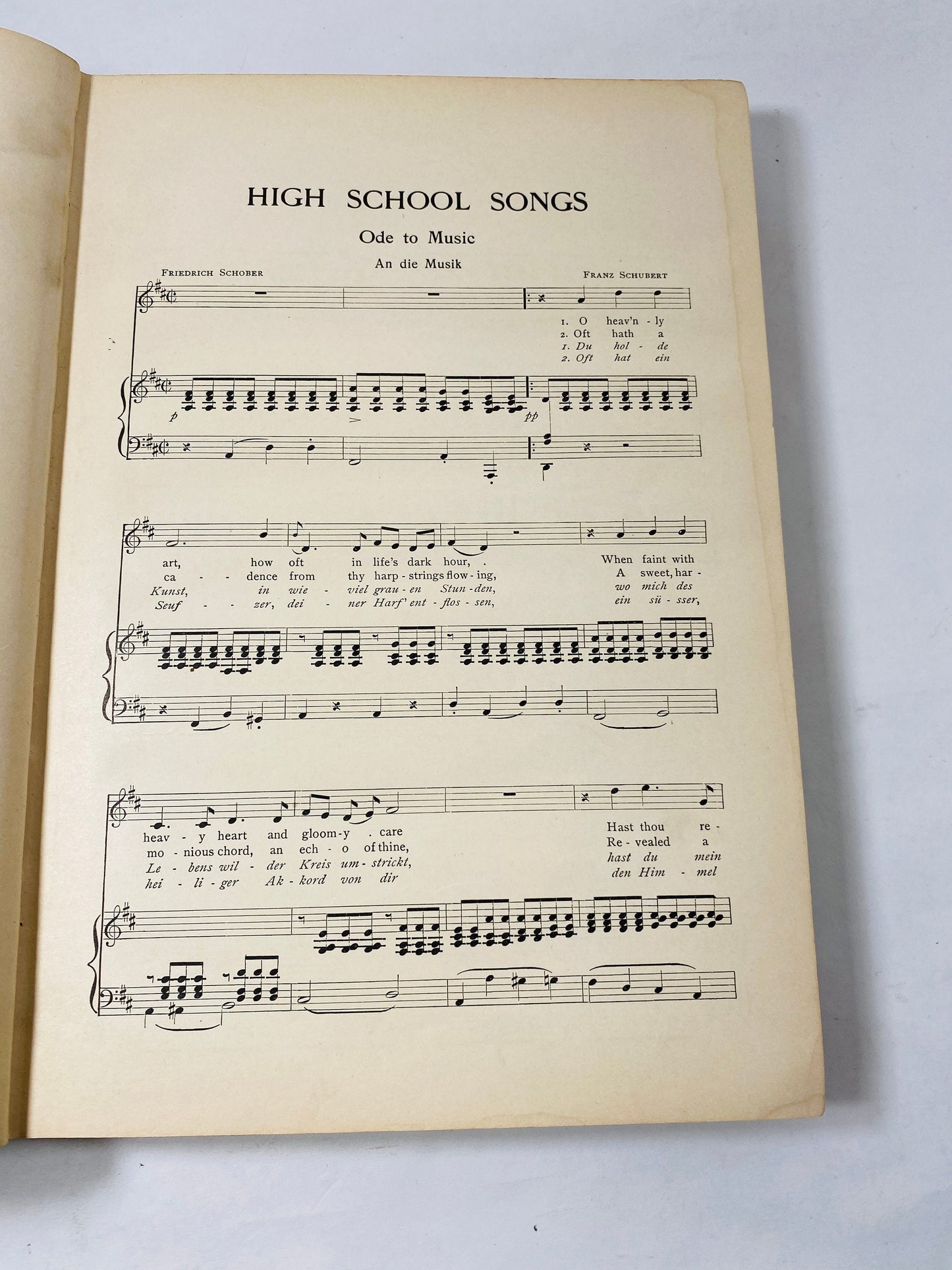 Vintage 1917 Songbook High School Songs & History of Music by Callinan music book prop decor staging