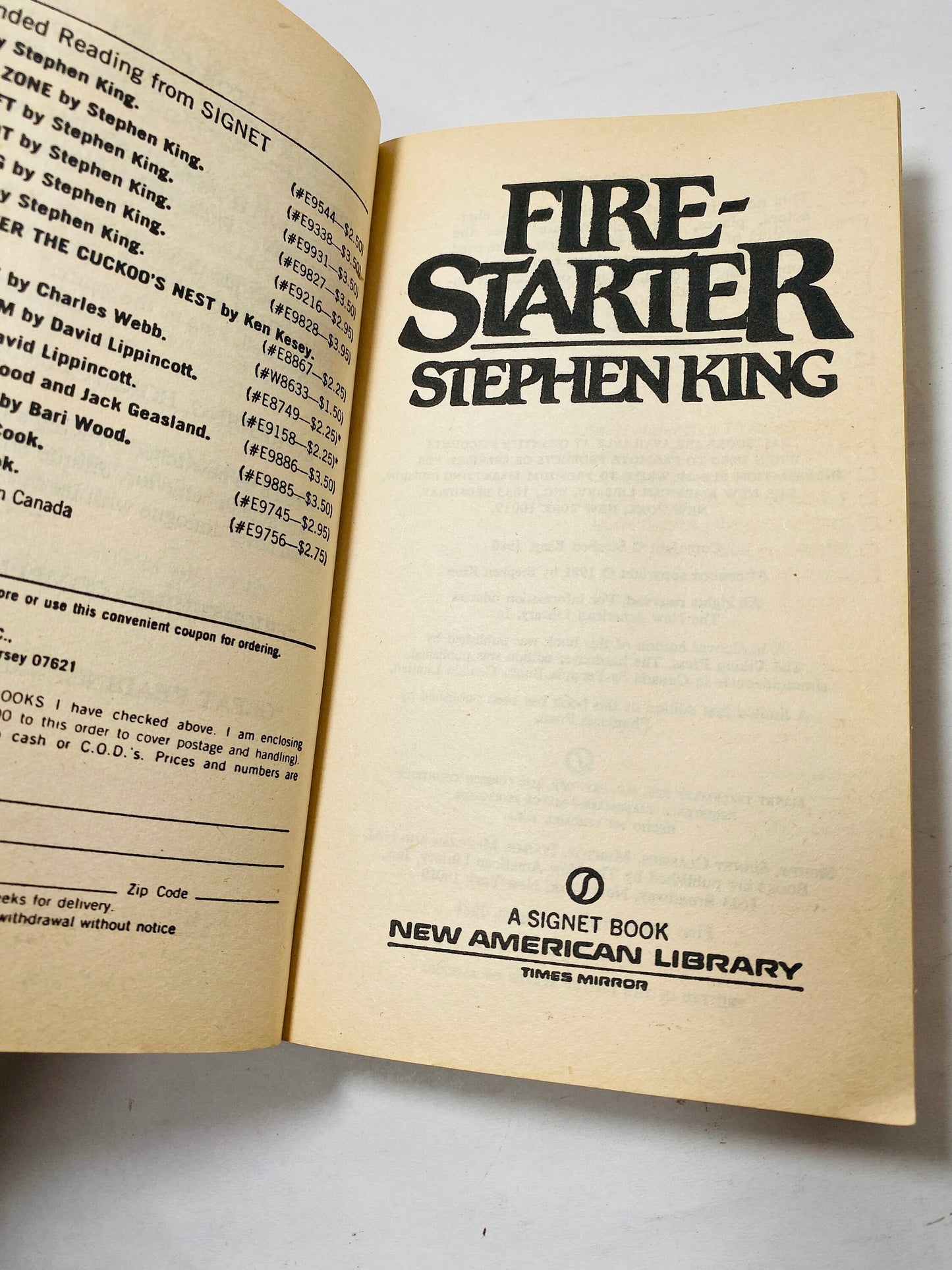 Firestarter by Stephen King vintage paperback book circa 1980 Fire Starter Perfect gift for a book lover!