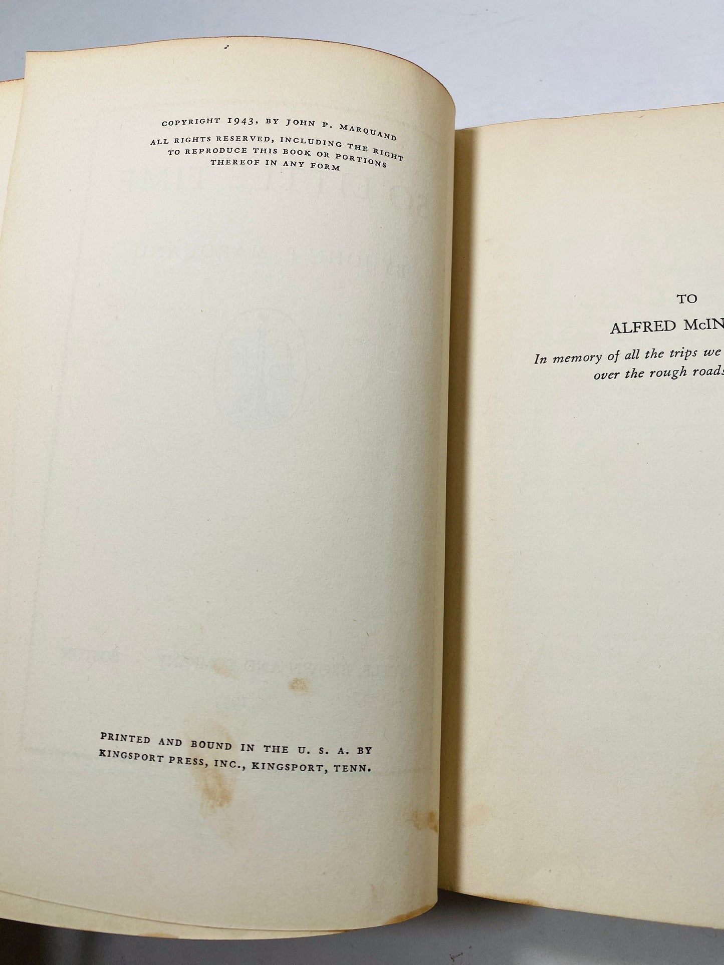 So Little Time vintage book by John Marquand about a man's life 20 months before Pearl Harbor Basis for 1941 movie Hedy Lamarr Robert Young.